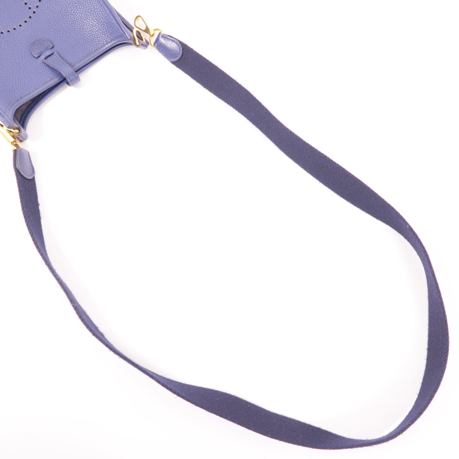 HERMES Clemence皮革Evelyne TPM金扣肩背袋Bleu Saphir