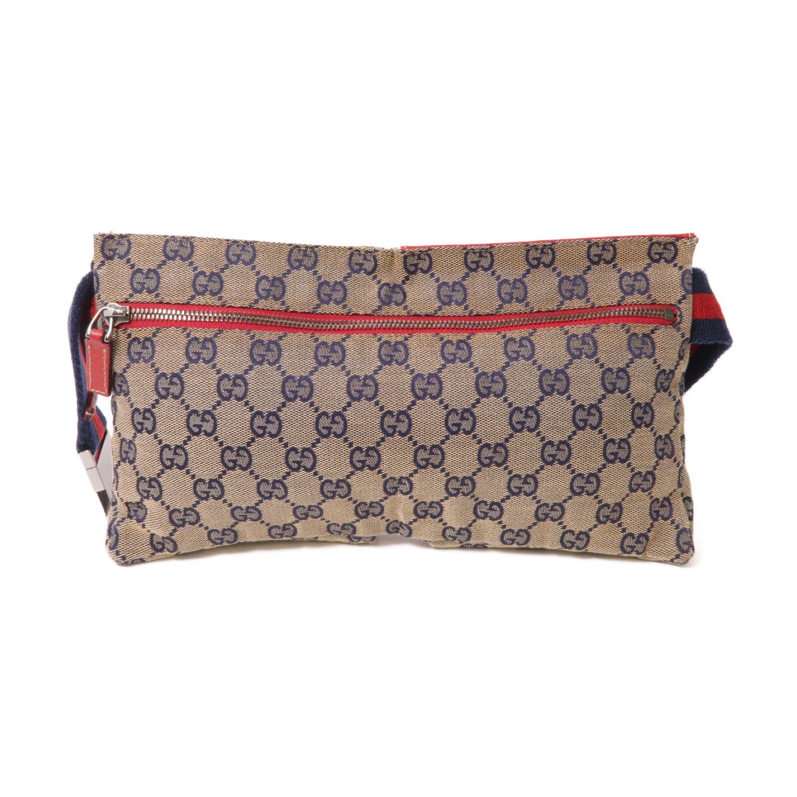 GUCCI 帆布Waist Bag銀扣腰包米色/藍色/紅色