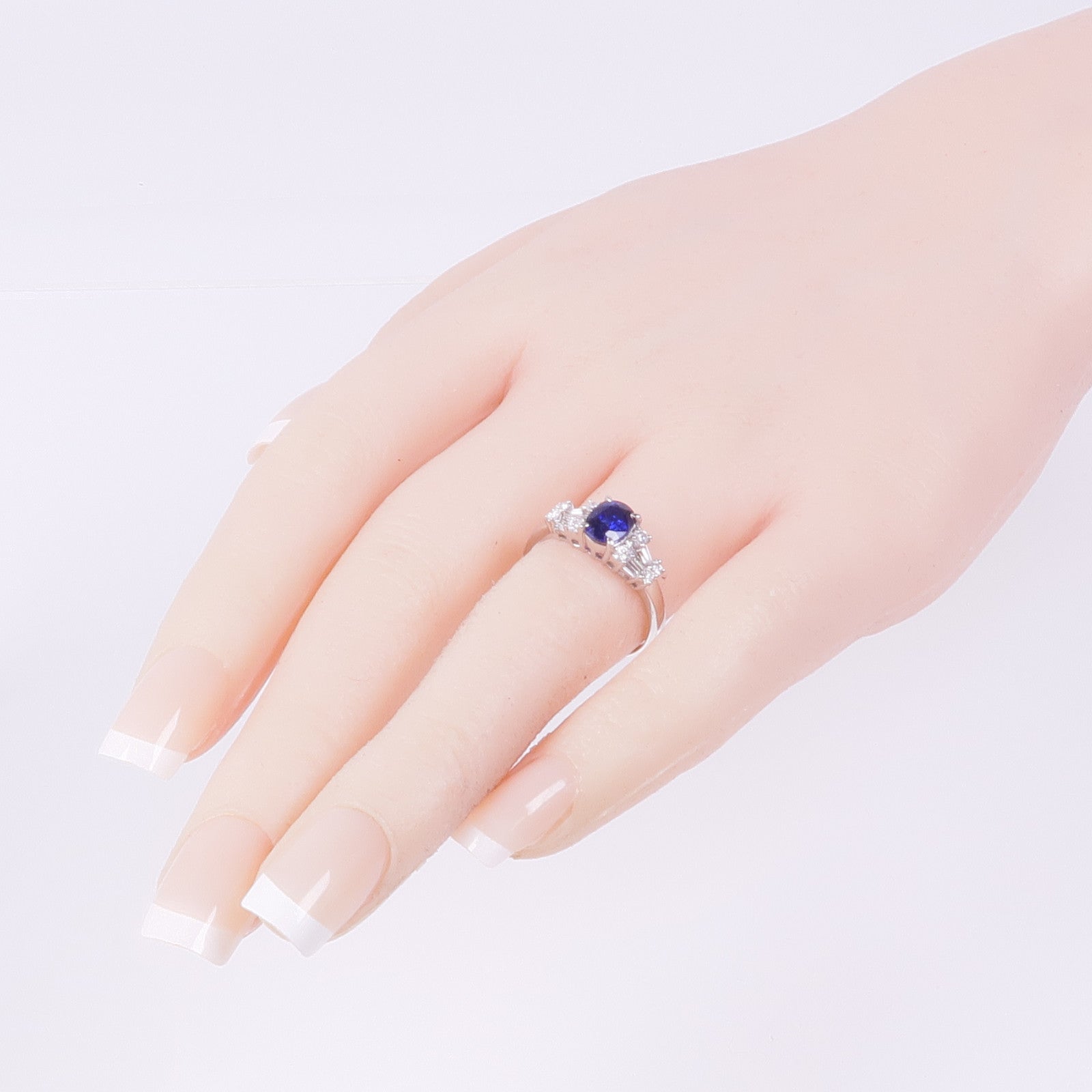 JEWELRY PT900鉑金Sapphire Diamond Ring藍寶石/鑽石戒指US#7.25