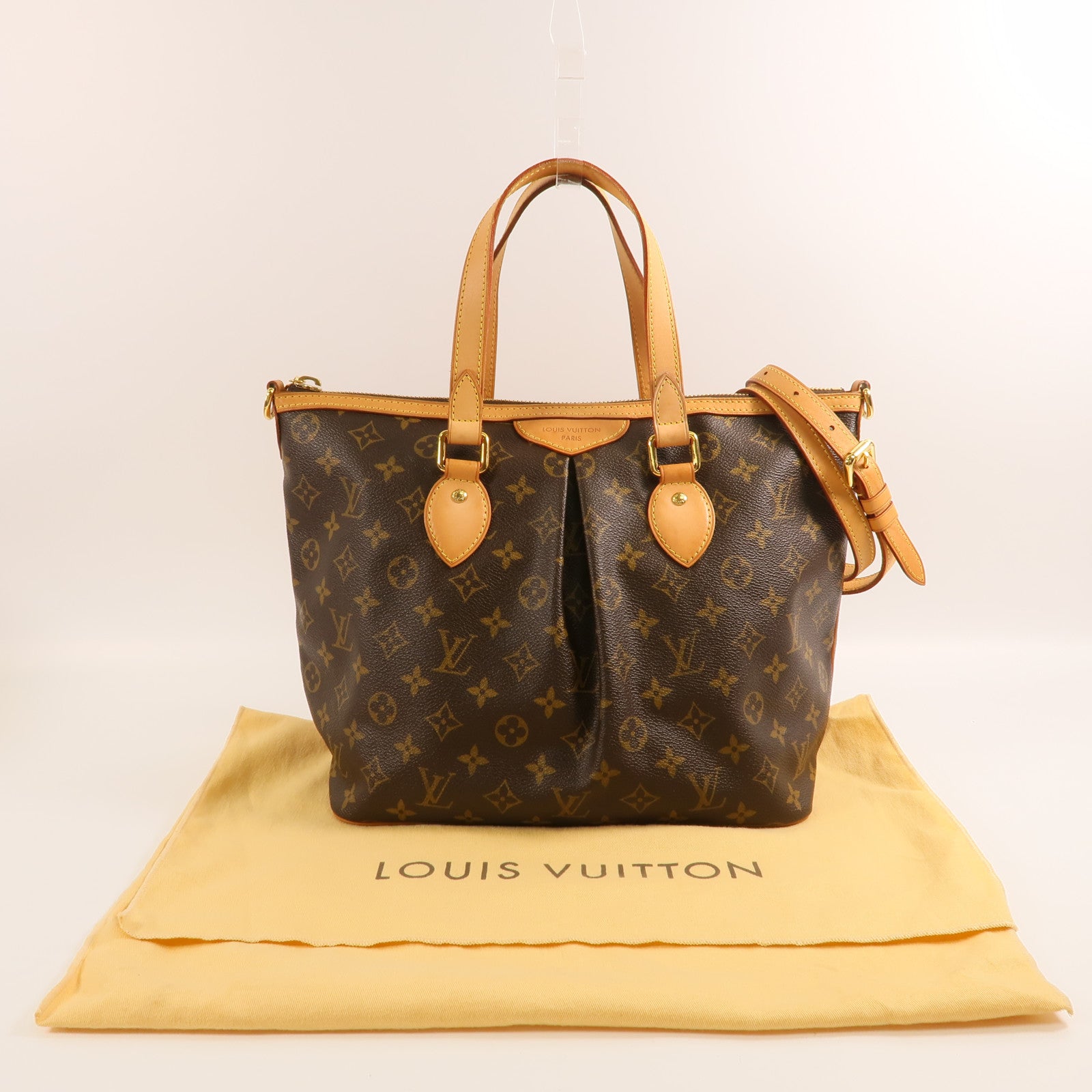 LOUIS VUITTON Monogram Palermo PM金扣手挽肩背兩用袋棕色