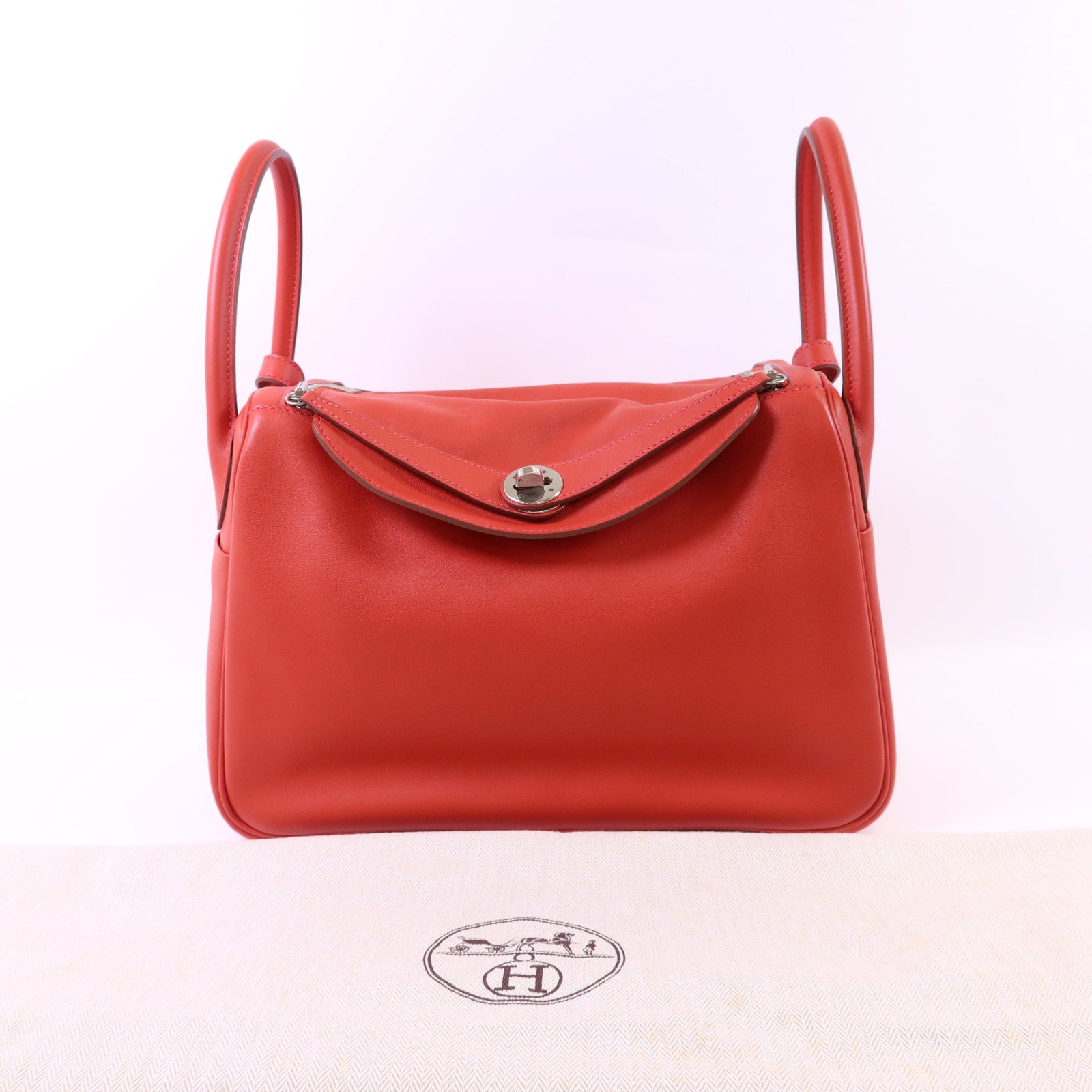 HERMES Evercolor皮革Lindy 30銀扣手挽肩背兩用袋