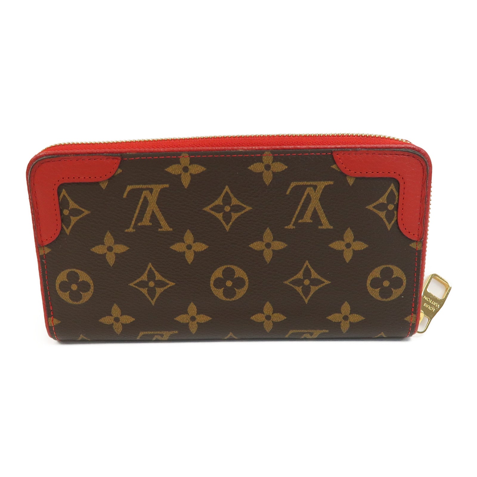 LOUIS VUITTON Monogram Retiro Zippy Wallet長錢包紅色/啡色