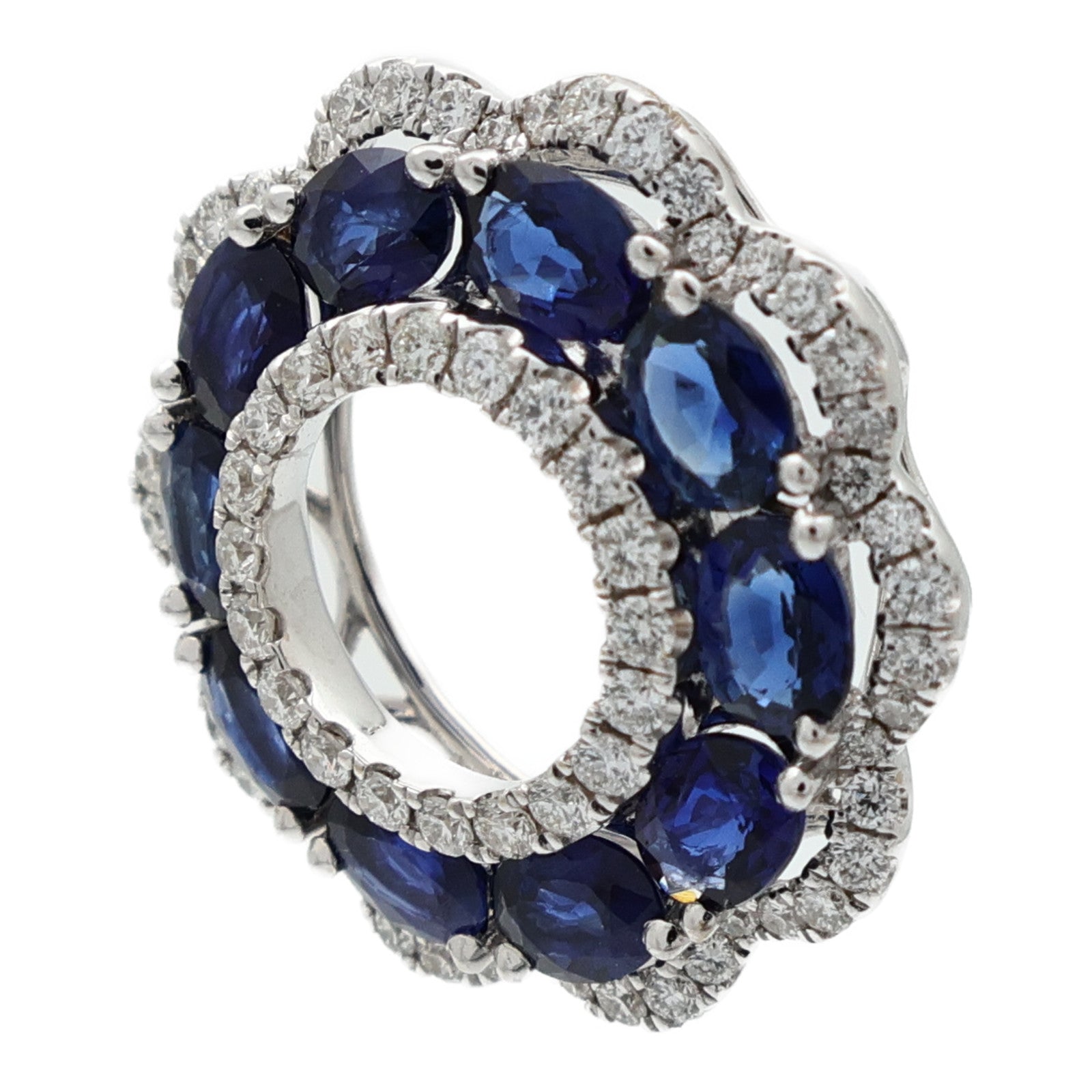 JEWELRY 18K白金Sapphire Diamond Pendant Top藍寶石/鑽石吊墜