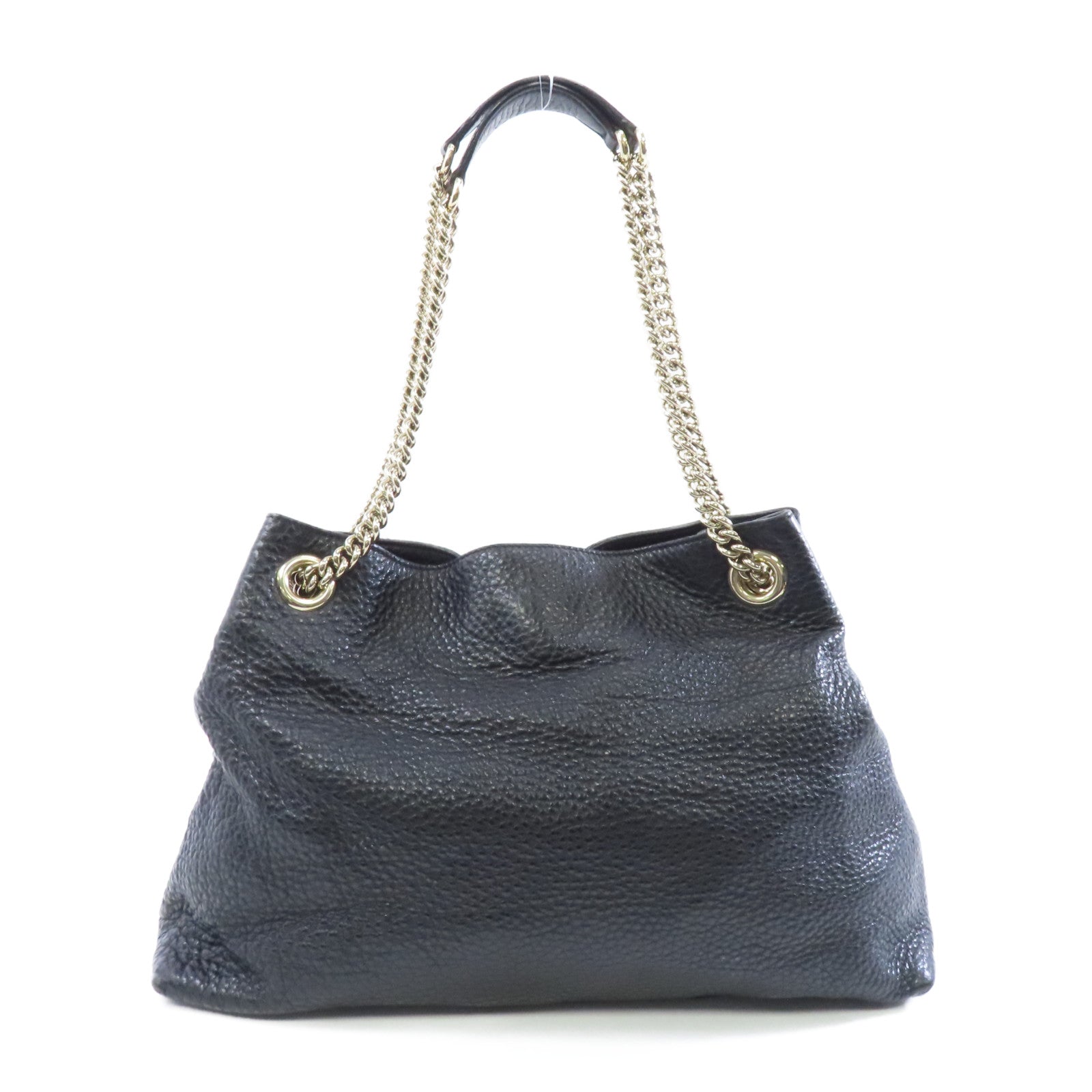 GUCCI 牛皮皮革Chain Shoulder Bag金扣鏈帶肩背袋黑色