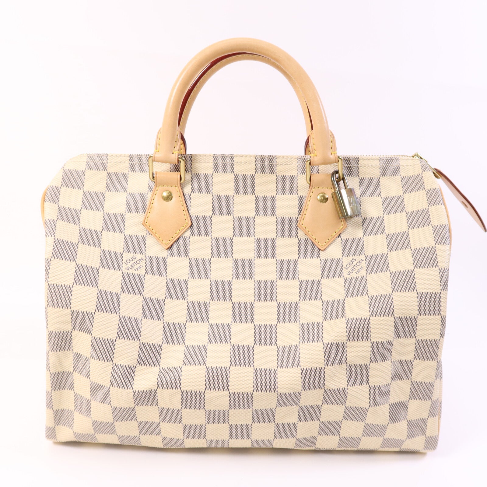 LOUIS VUITTON Damier Azur Speedy 30金扣手挽袋