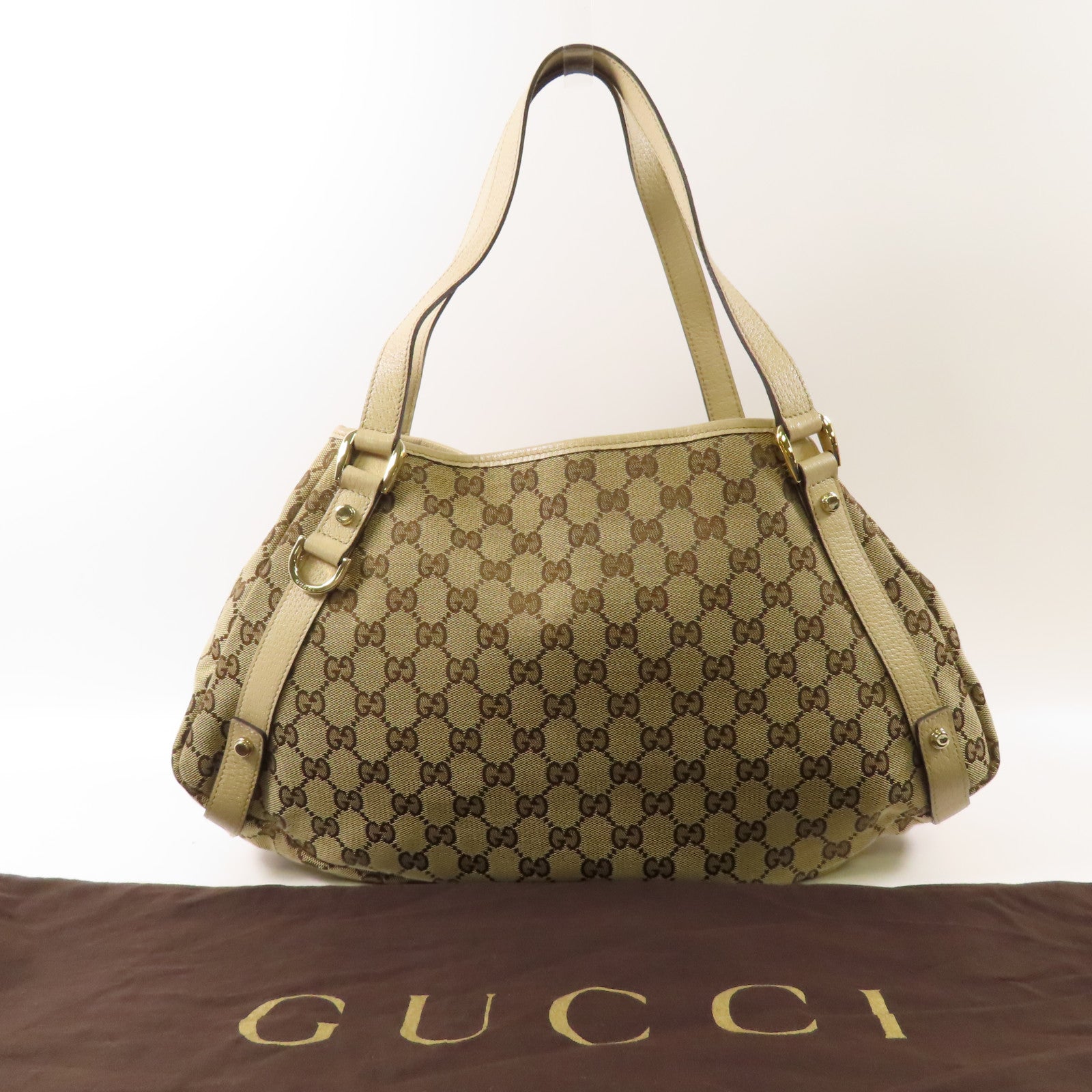 GUCCI 帆布Shoulder Bag金扣肩背袋