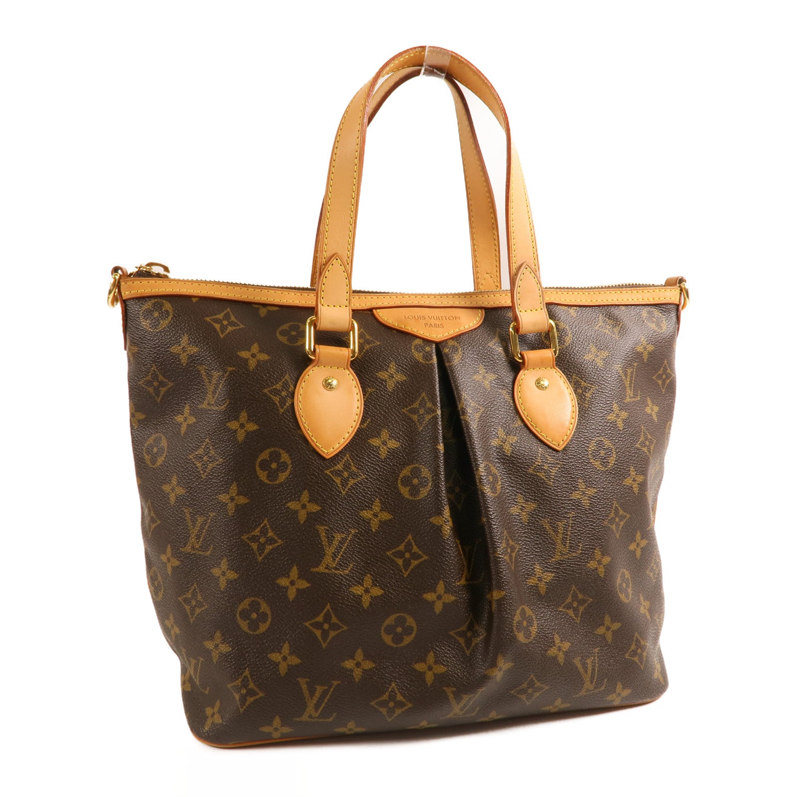 LOUIS VUITTON Monogram Palermo PM金扣手挽肩背兩用袋棕色