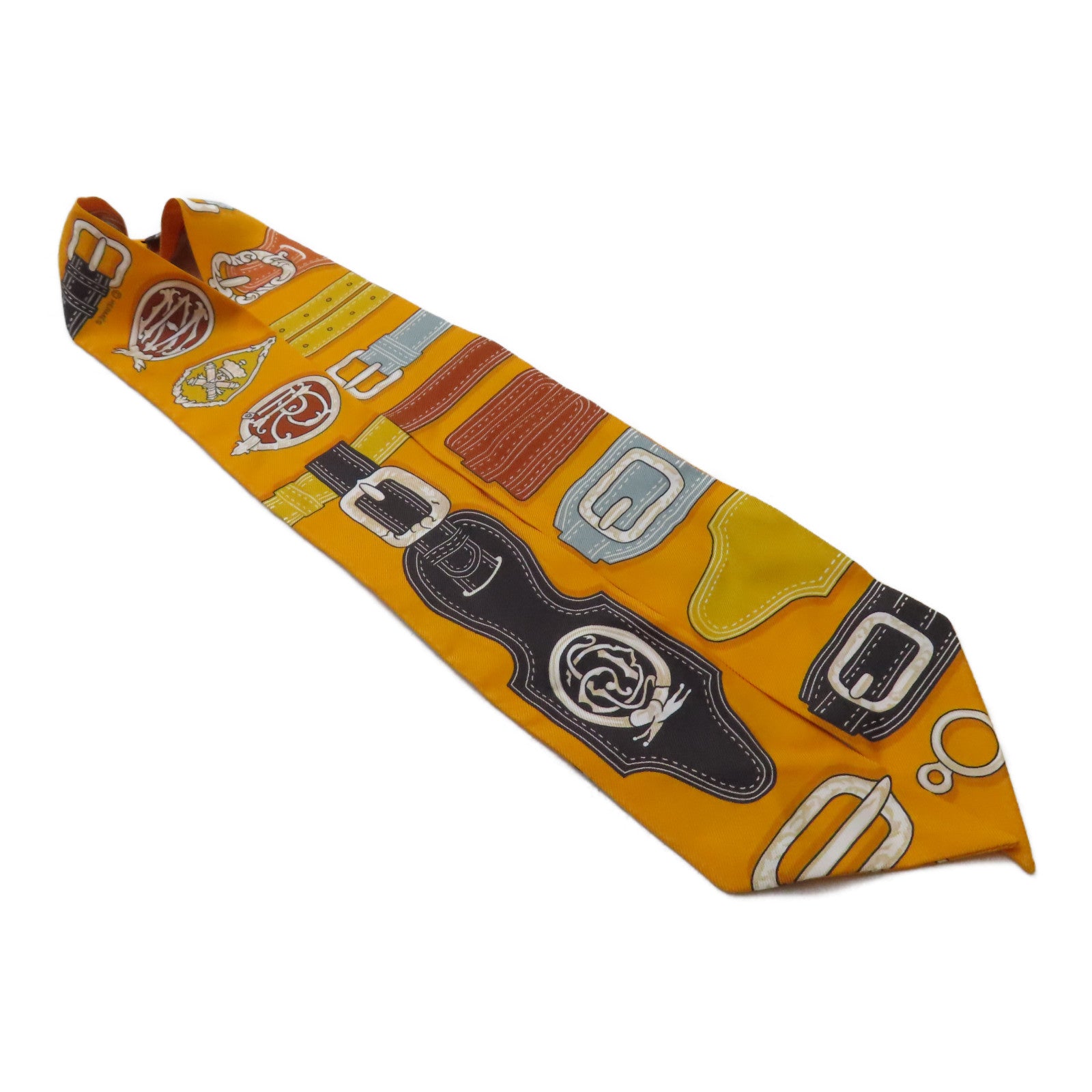 HERMES 絲質Twilly絲巾橙色