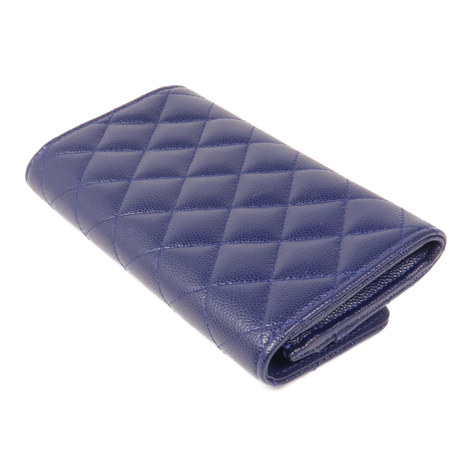 CHANEL CC GHW Wallet Calfskin Leather Navy