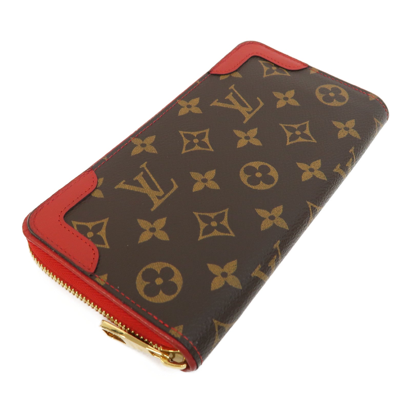 LOUIS VUITTON Monogram Retiro Zippy Wallet長錢包紅色/啡色