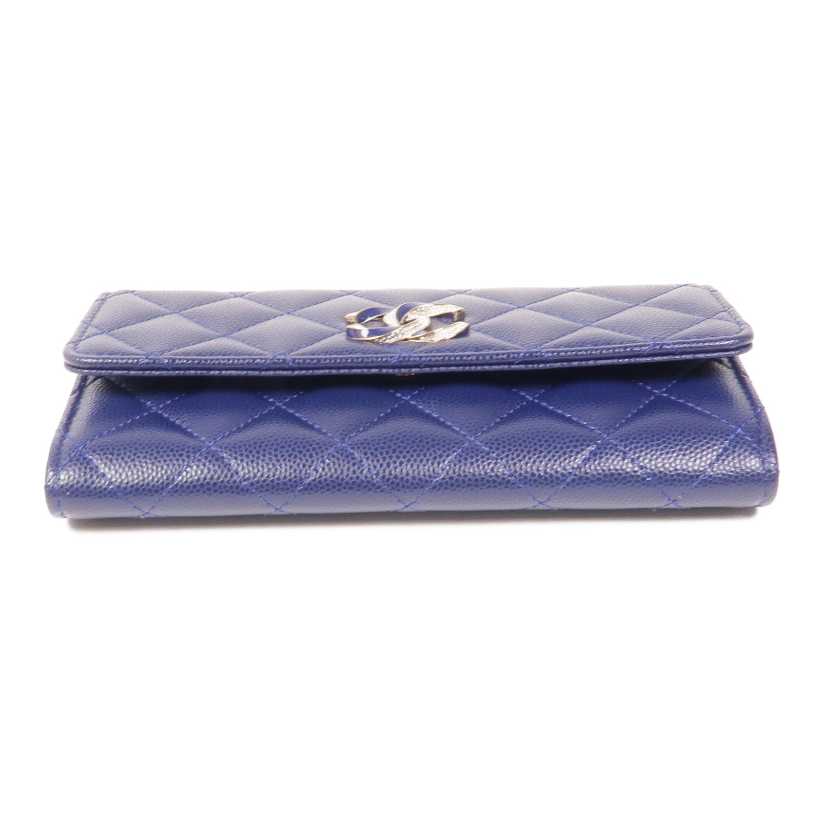 CHANEL CC GHW Wallet Calfskin Leather Navy