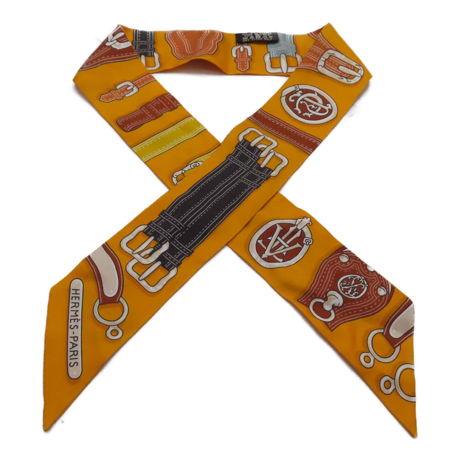 HERMES 絲質Twilly絲巾橙色