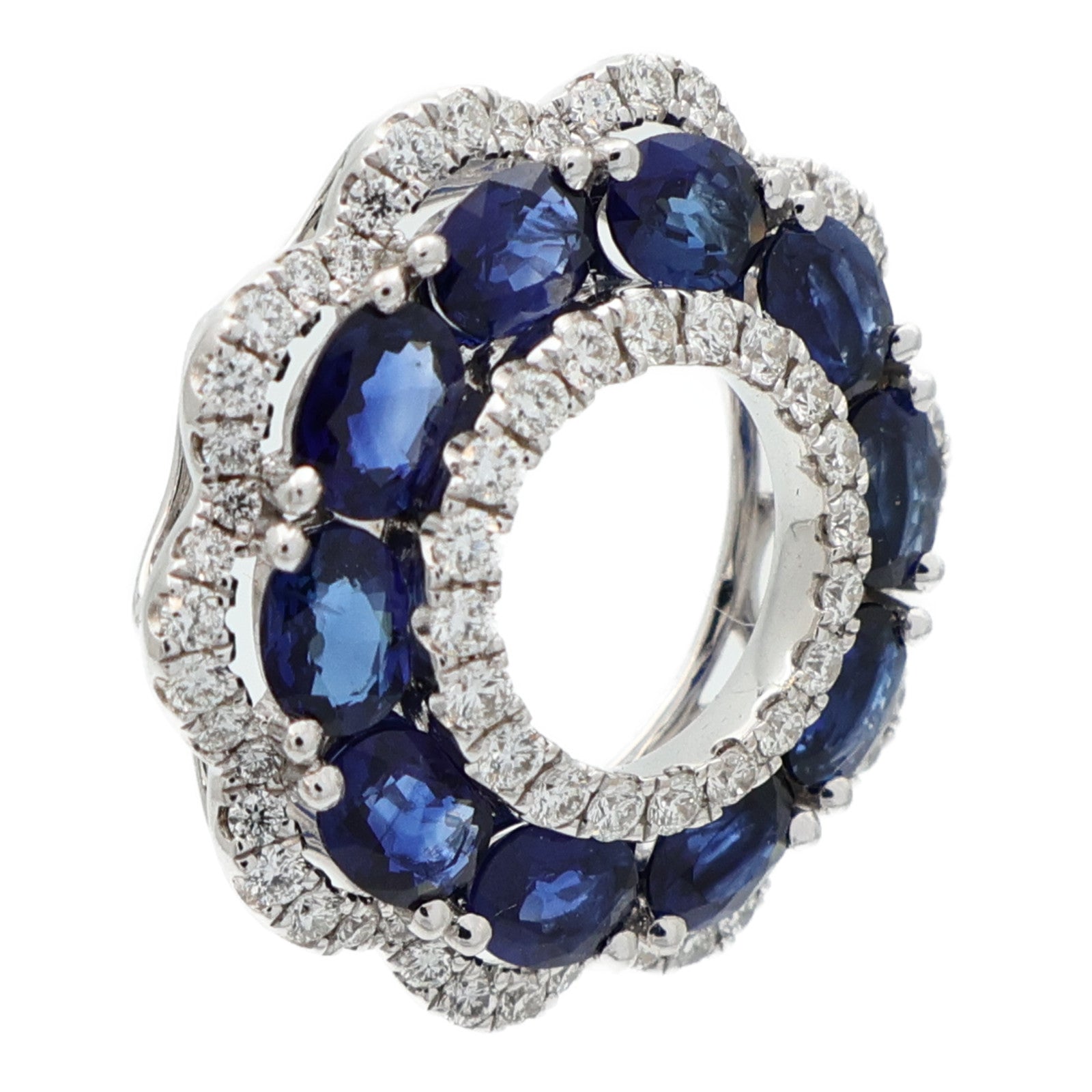 JEWELRY 18K白金Sapphire Diamond Pendant Top藍寶石/鑽石吊墜