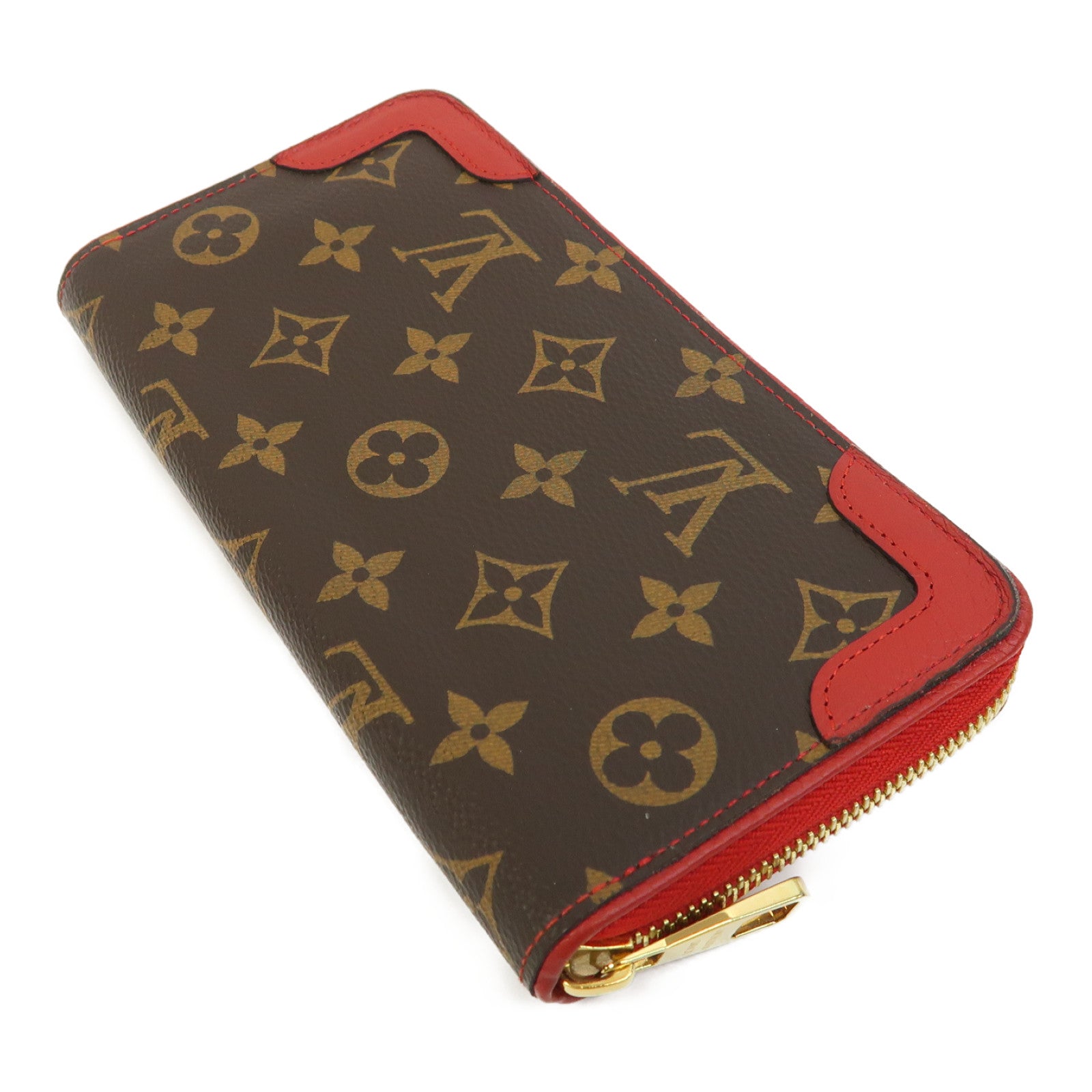 LOUIS VUITTON Monogram Retiro Zippy Wallet長錢包紅色/啡色