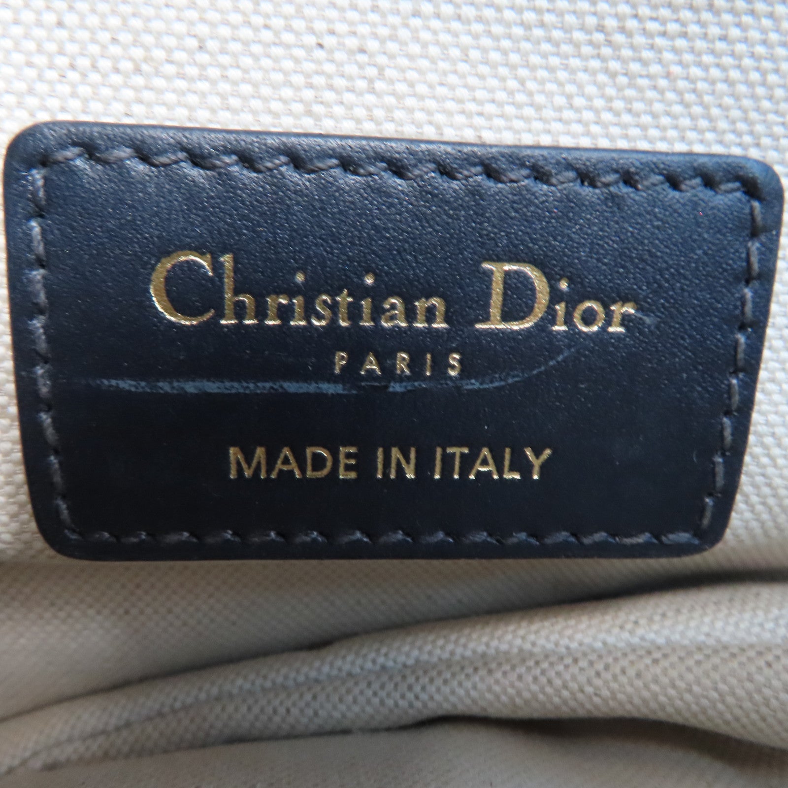 Dior 【激減優惠】帆布Saddle Flap Bag金扣手挽肩背兩用袋深藍色/米色
