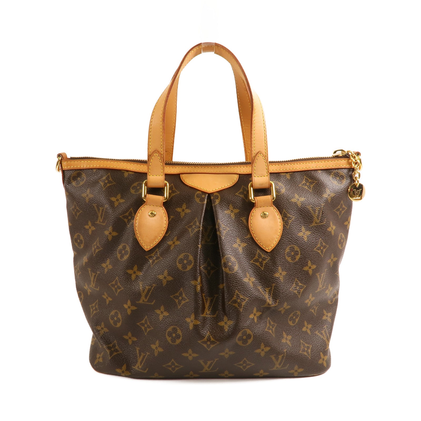 LOUIS VUITTON Monogram Palermo PM金扣手挽肩背兩用袋棕色