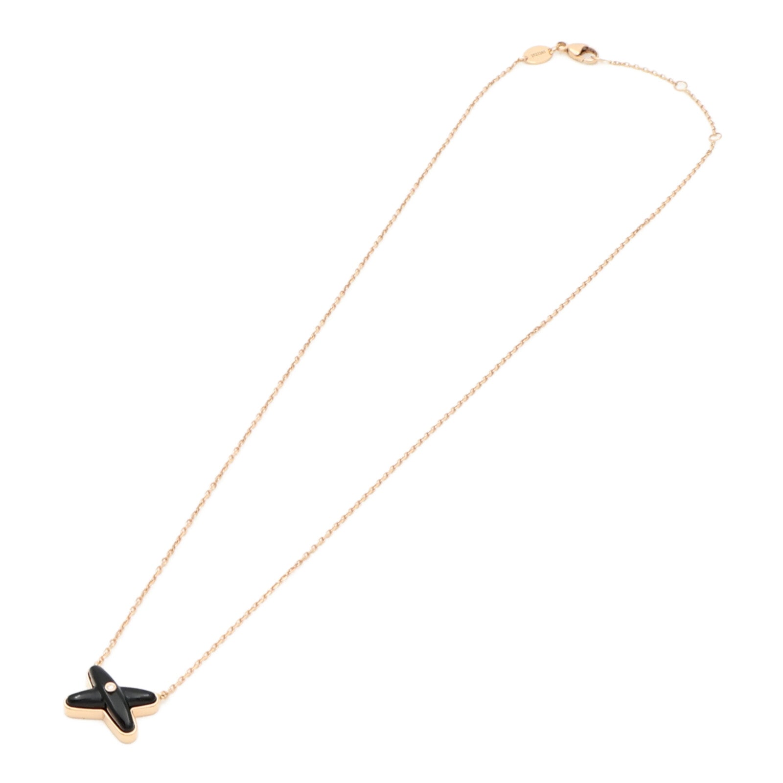Chaumet 18K玫瑰金Jeux de Liens Pendant鑽石/縞瑪瑙項鍊