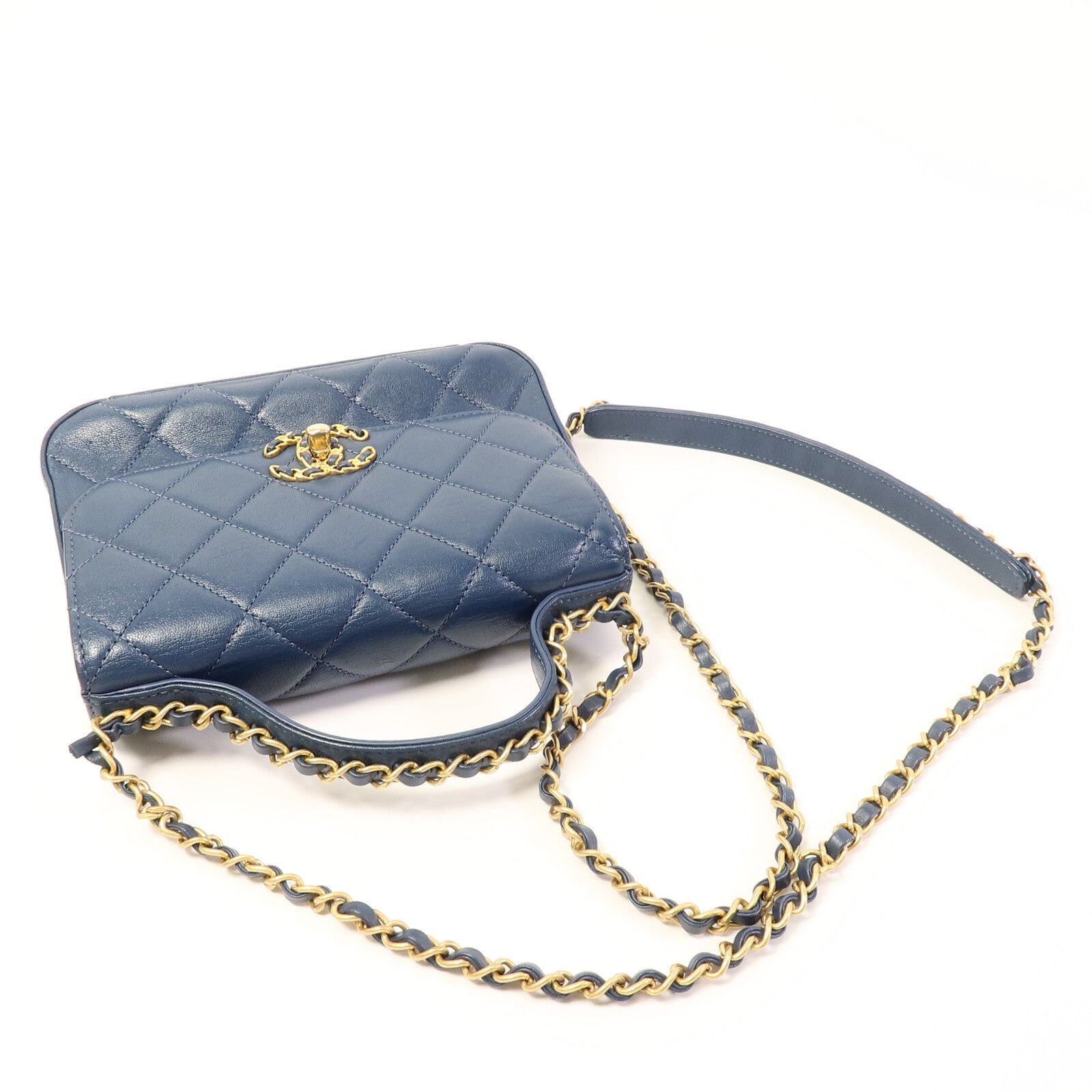 CHANEL 牛皮皮革Infinity鏈帶手挽肩背兩用袋