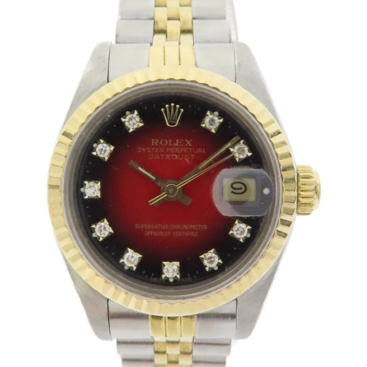 ROLEX Datejust18K金/不鏽鋼手錶自動機芯黑色/紅色