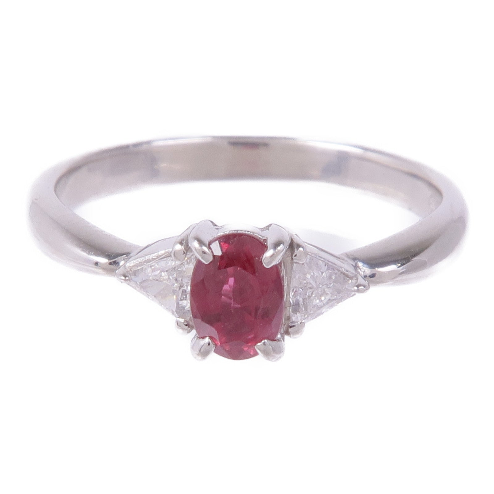 JEWELRY 【激減優惠】PT900鉑金Ruby Diamond Ring紅寶石/鑽石戒指YS#5.5