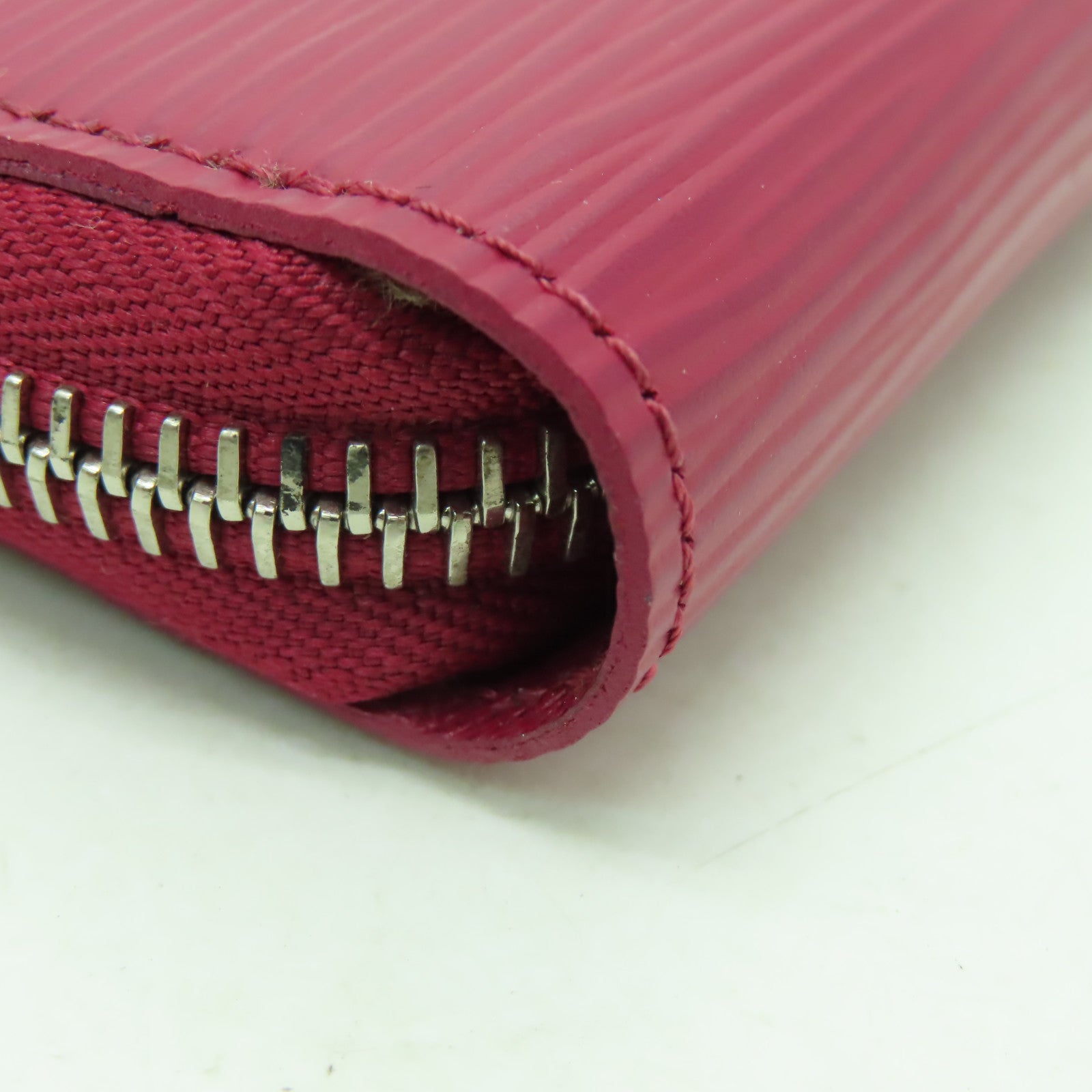 LOUIS VUITTON Epi Zipper Compact Wallet銀扣長錢包紅色