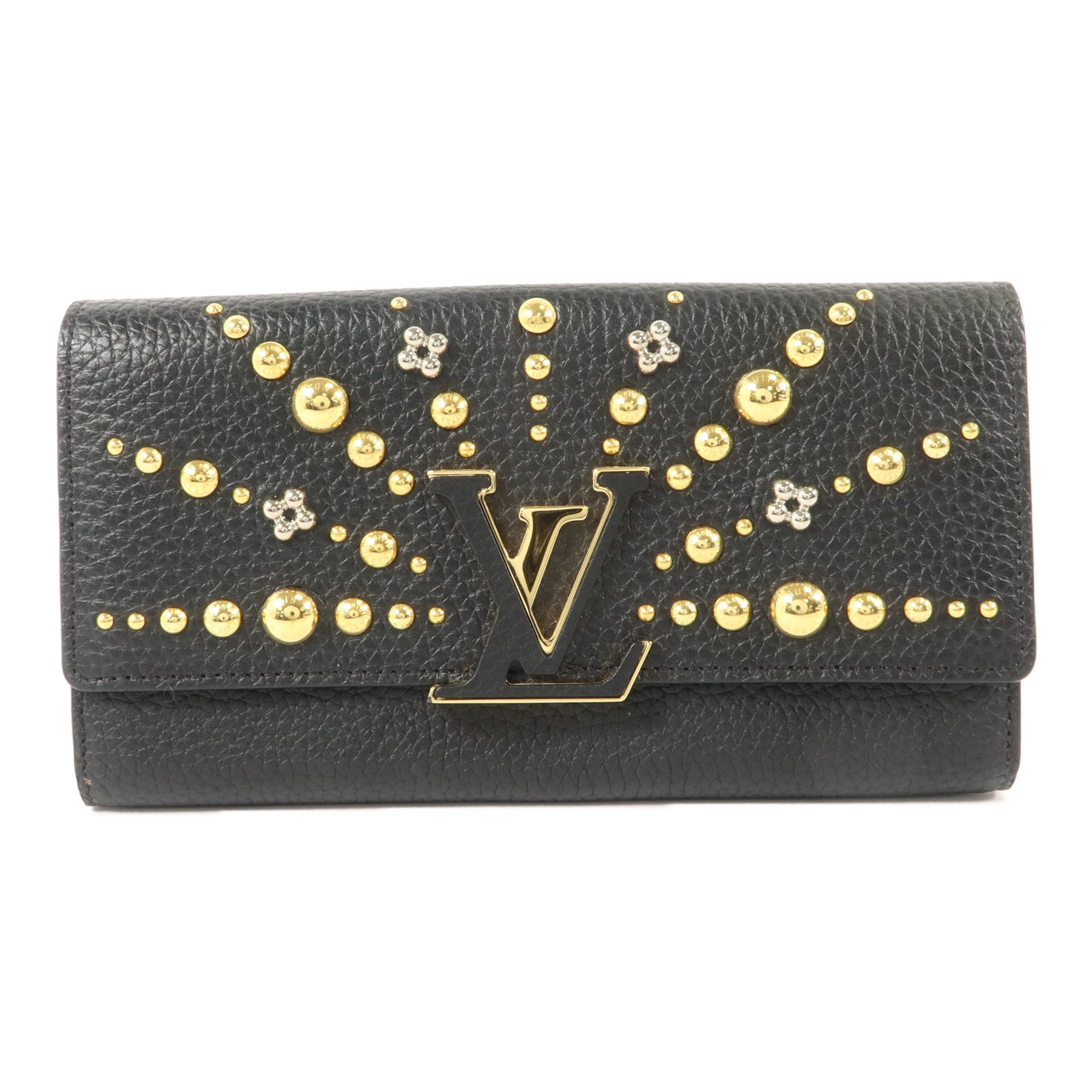 LOUIS VUITTON Taurillon Studded Soi Capucines Wallet長錢包