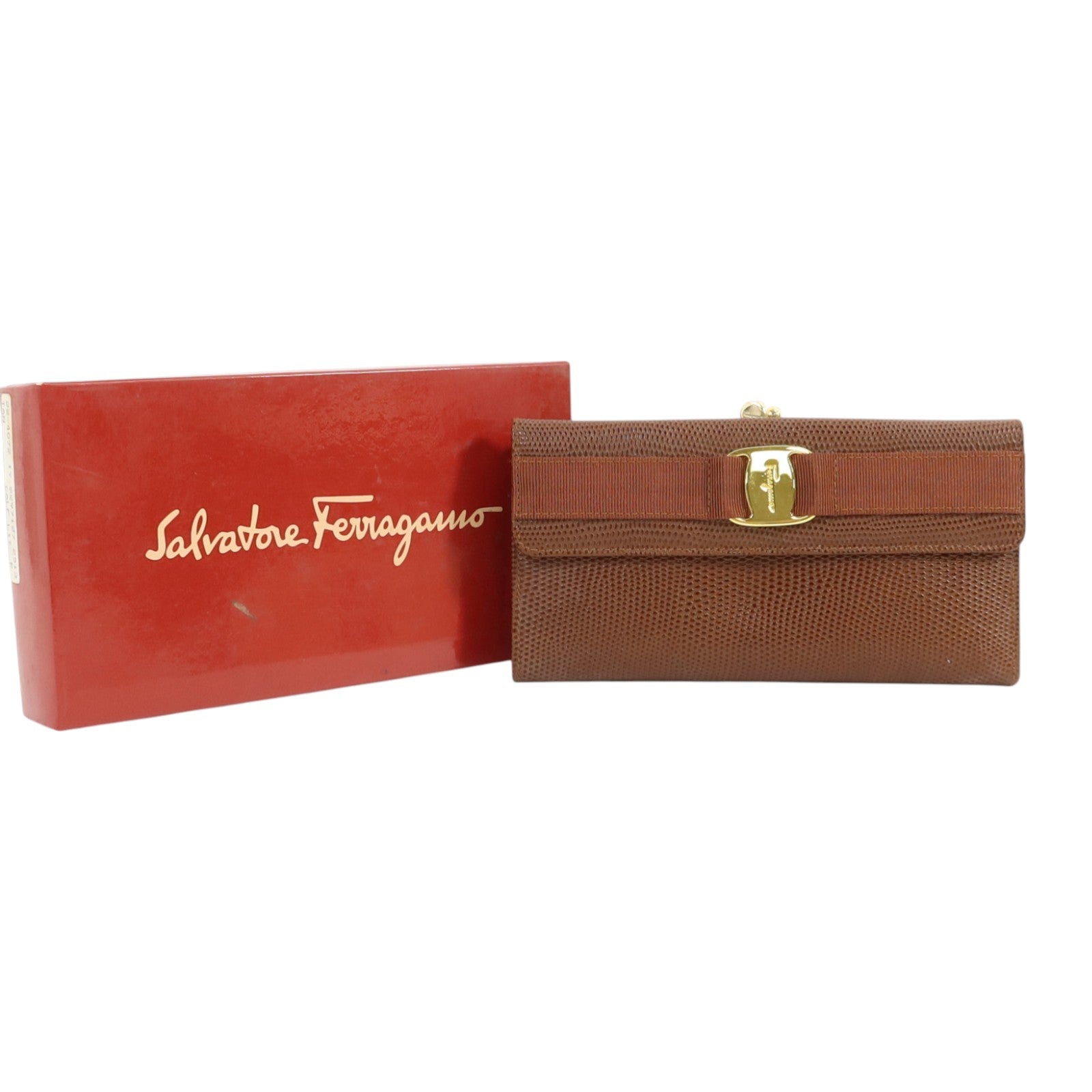 Salvatore Ferragamo 【激減優惠】牛皮皮革Long Wallet金扣長錢包