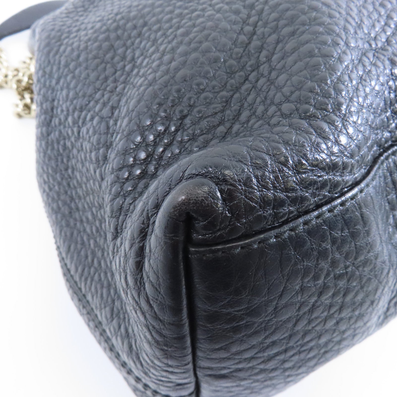 GUCCI 牛皮皮革Chain Shoulder Bag金扣鏈帶肩背袋黑色