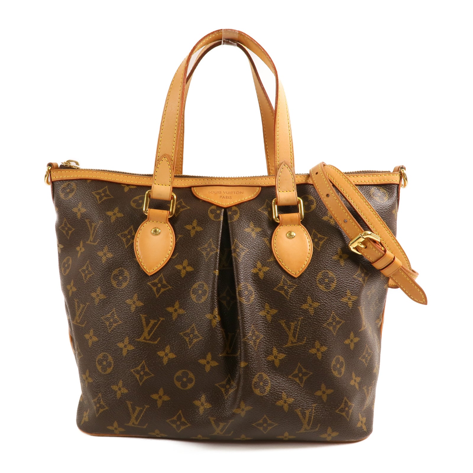 LOUIS VUITTON Monogram Palermo PM金扣手挽肩背兩用袋棕色
