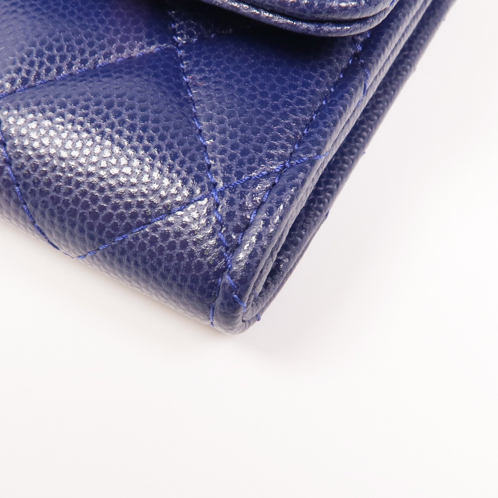 CHANEL CC GHW Wallet Calfskin Leather Navy