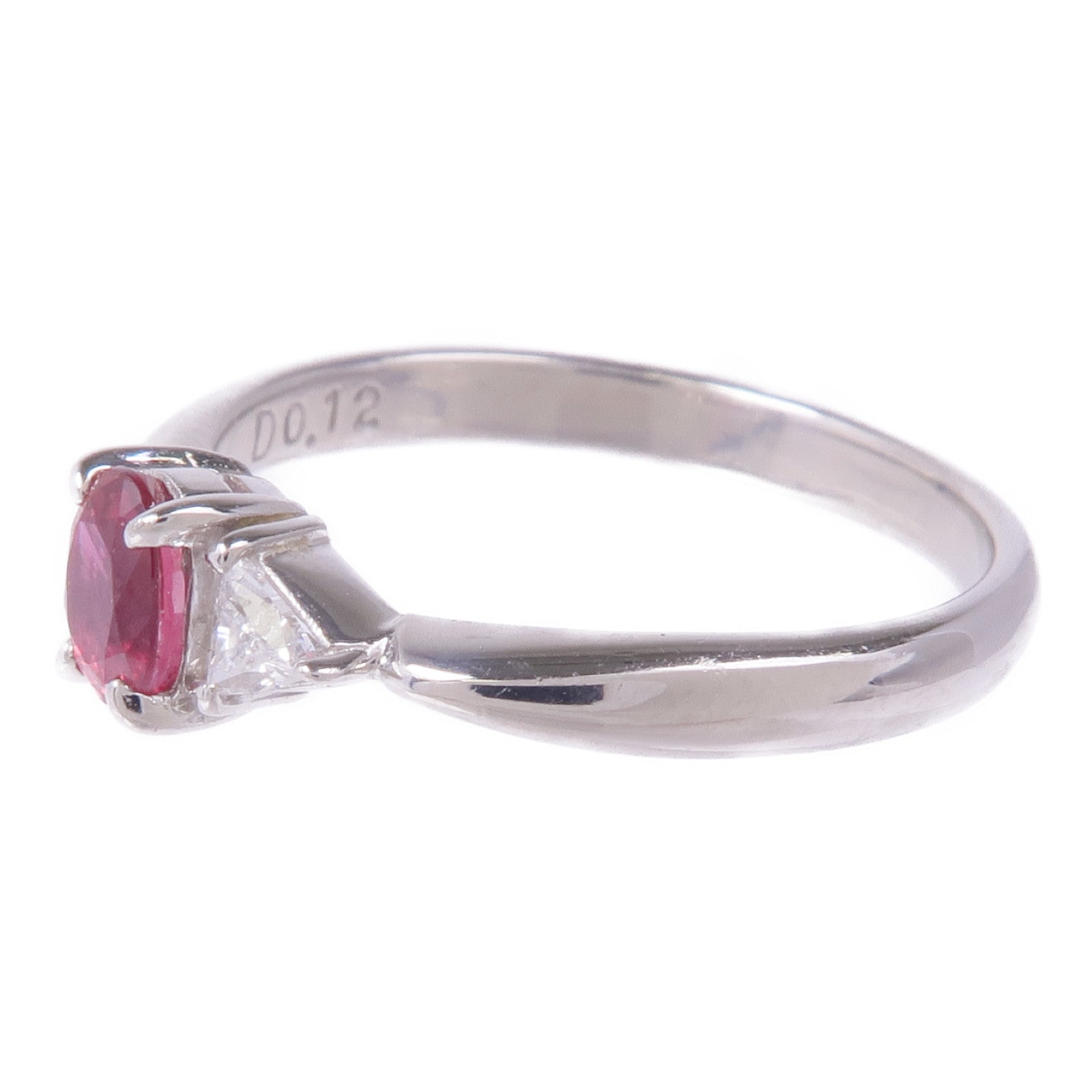 JEWELRY 【激減優惠】PT900鉑金Ruby Diamond Ring紅寶石/鑽石戒指YS#5.5