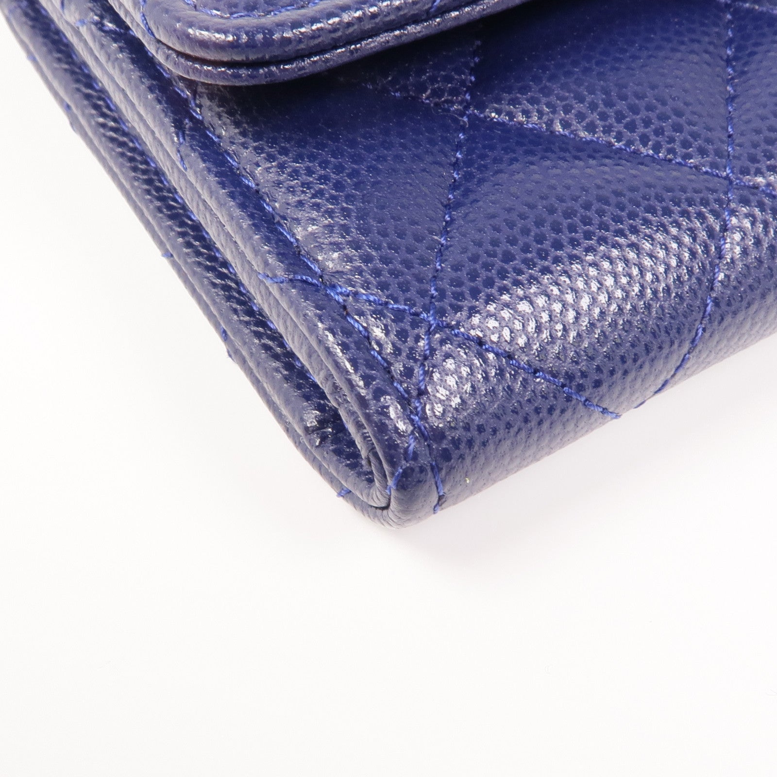 CHANEL CC GHW Wallet Calfskin Leather Navy