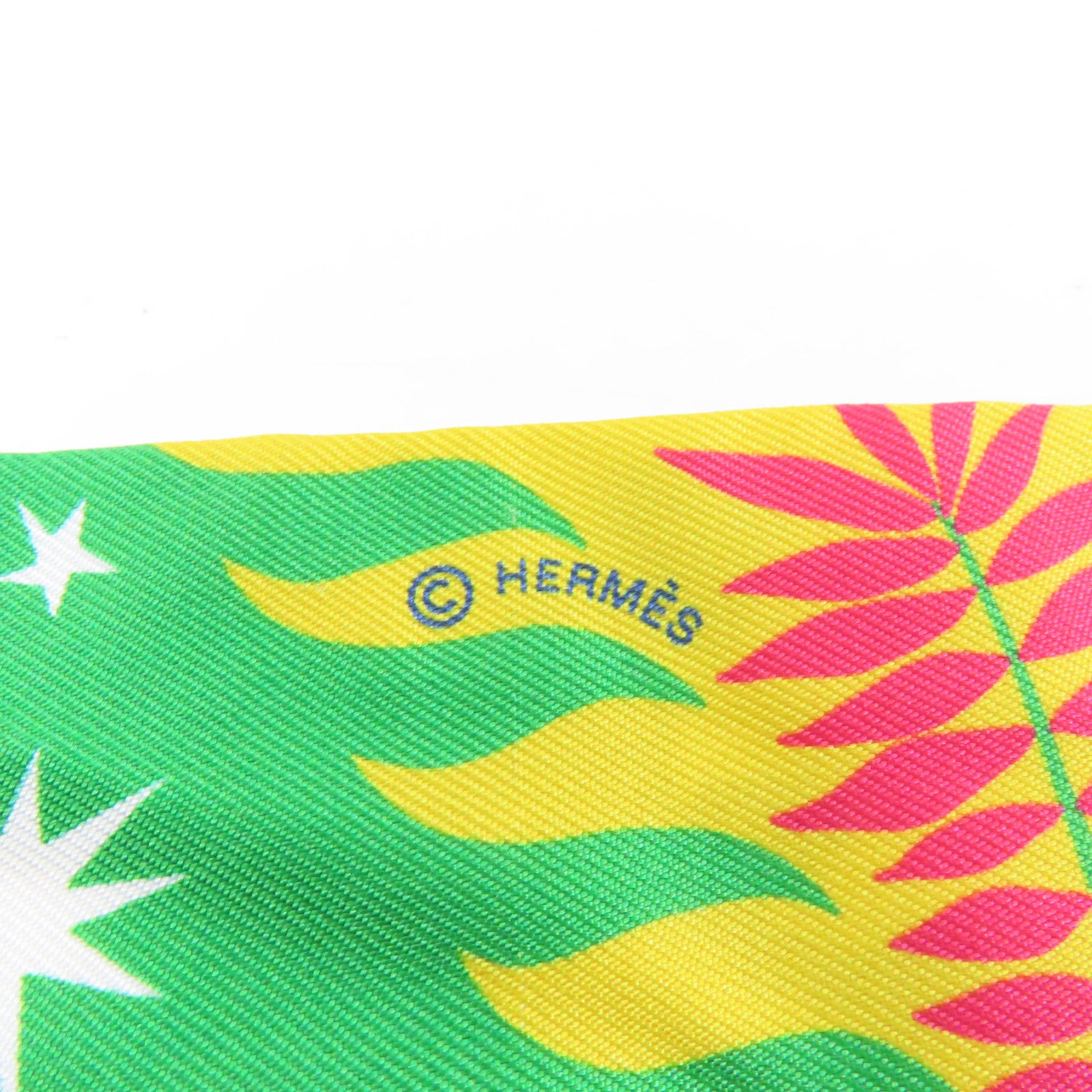 HERMES 絲質Twilly絲巾黃色/綠色