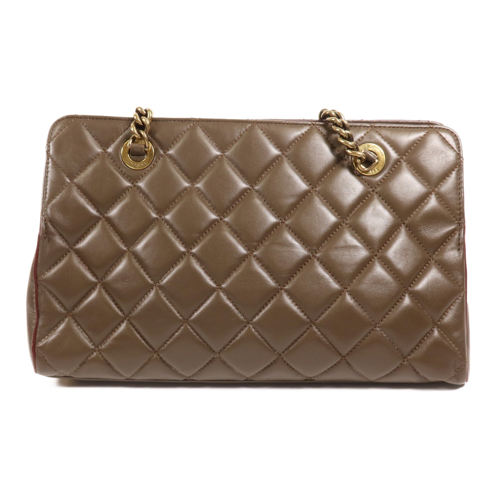 CHANEL 羊皮皮革Chain Shoulder金扣鏈帶肩背袋