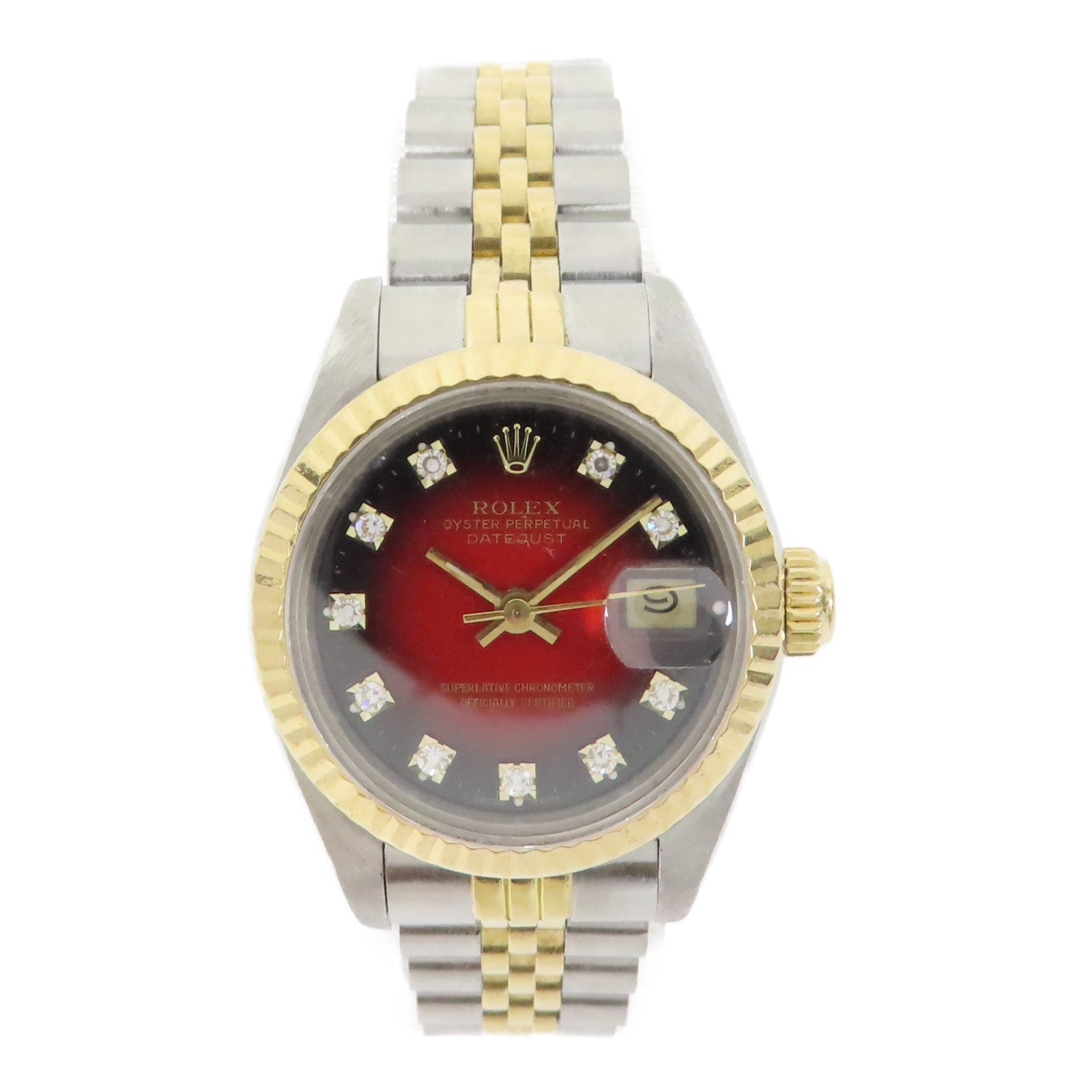ROLEX Datejust18K金/不鏽鋼手錶自動機芯黑色/紅色