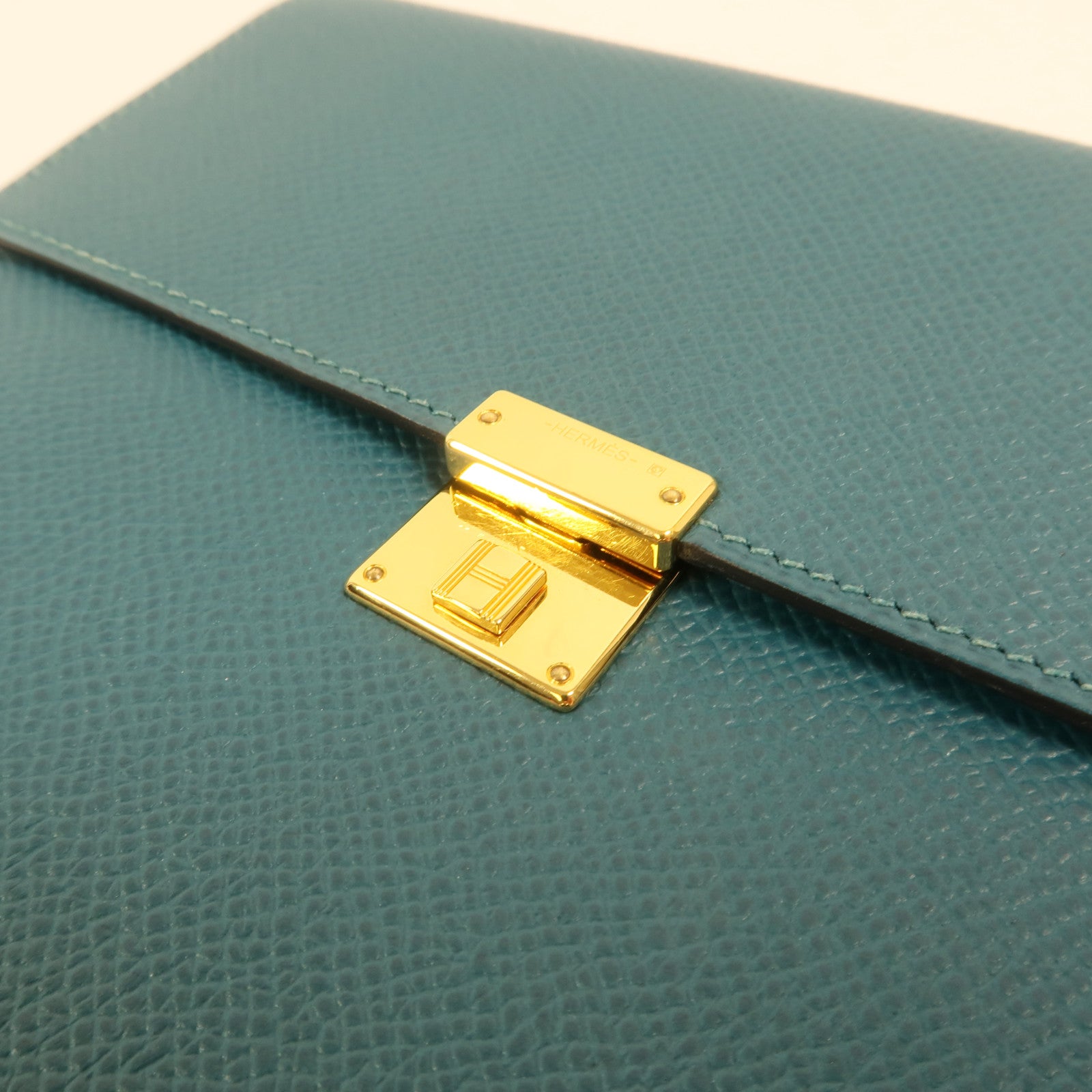 HERMES Epsom皮革Clic 16金扣肩背袋Malachite