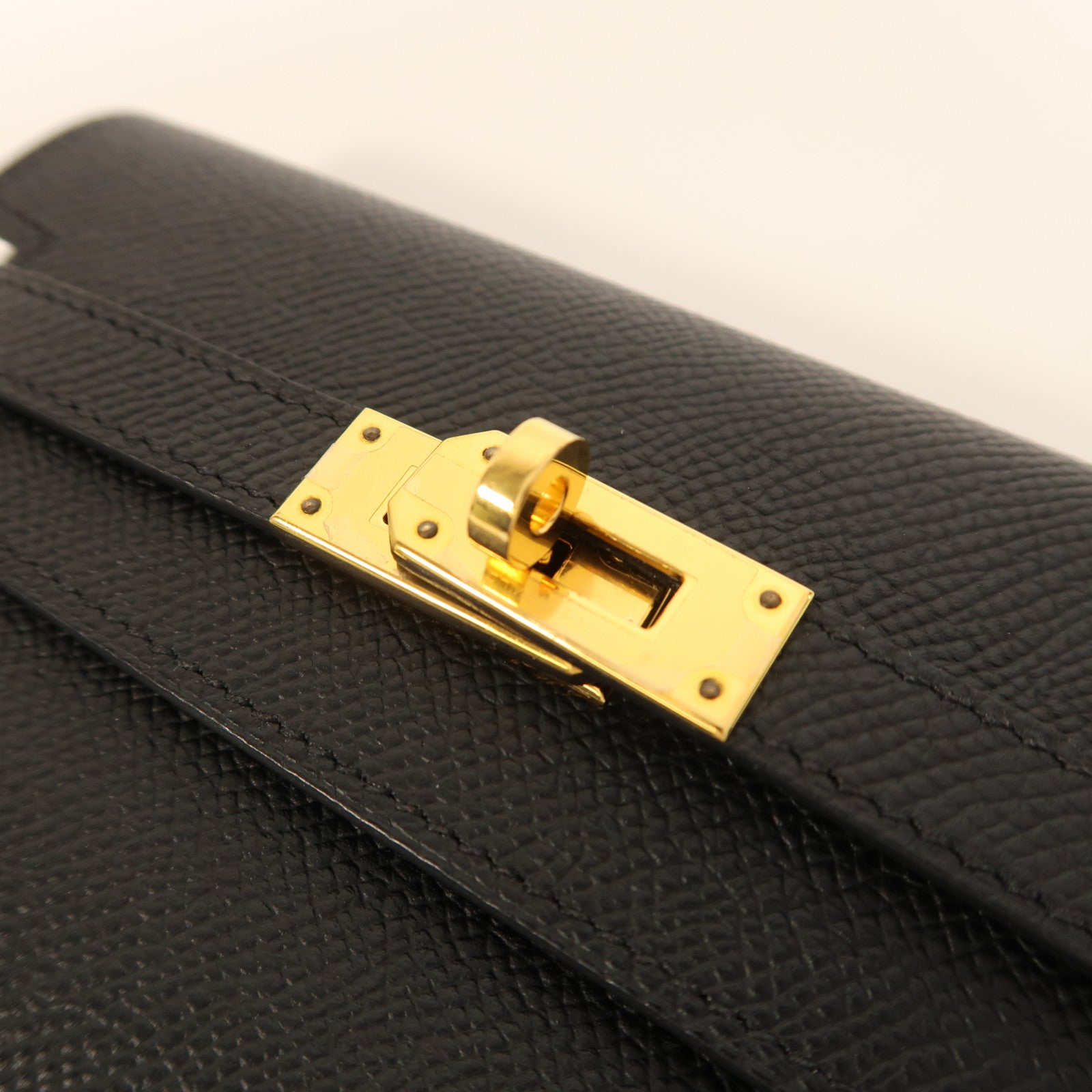 HERMES Epsom皮革Kelly Compact Wallet金扣錢包