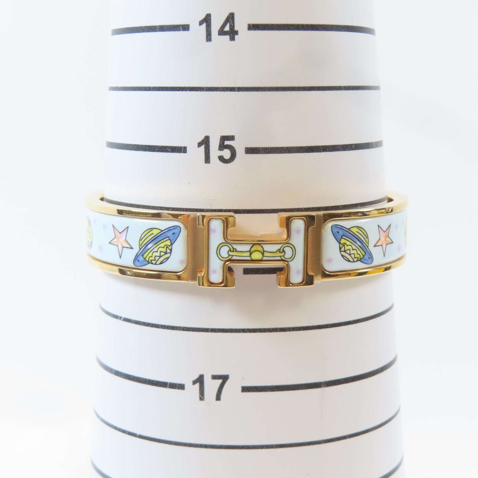 HERMES 金屬Clic H Bracelet手鐲金色#15.75cm