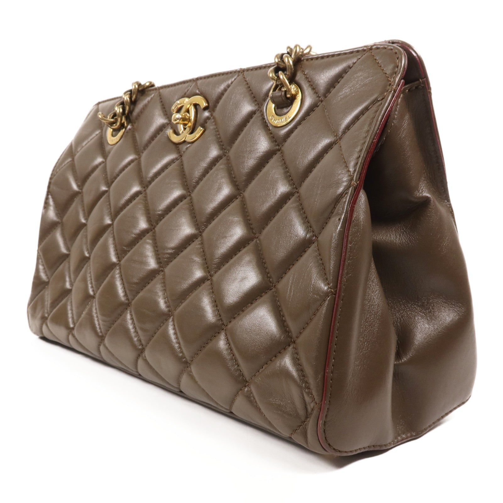 CHANEL 羊皮皮革Chain Shoulder金扣鏈帶肩背袋