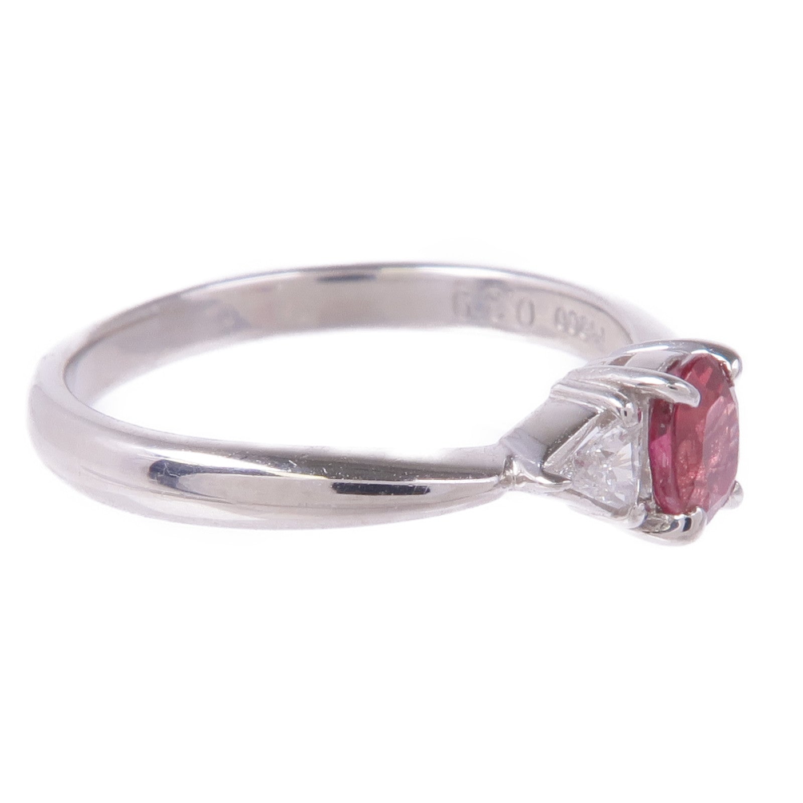 JEWELRY 【激減優惠】PT900鉑金Ruby Diamond Ring紅寶石/鑽石戒指YS#5.5