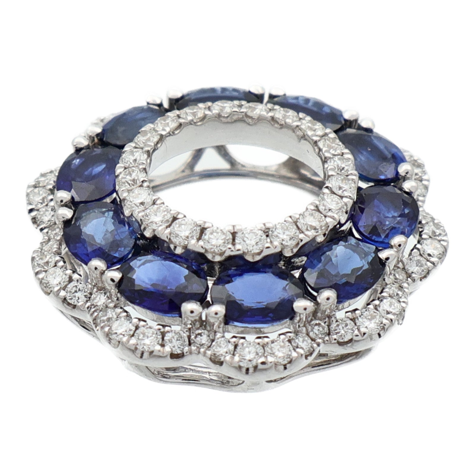 JEWELRY 18K白金Sapphire Diamond Pendant Top藍寶石/鑽石吊墜