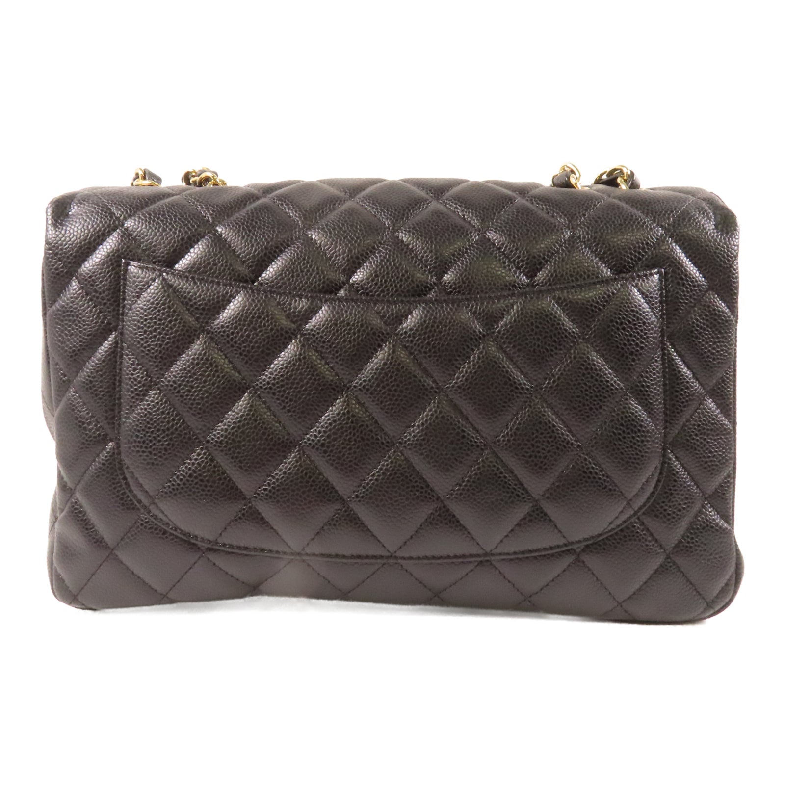 CHANEL 【激減優惠】菱格Caviar皮革Classic Jumbo Single Flap金扣鏈帶肩背袋黒色