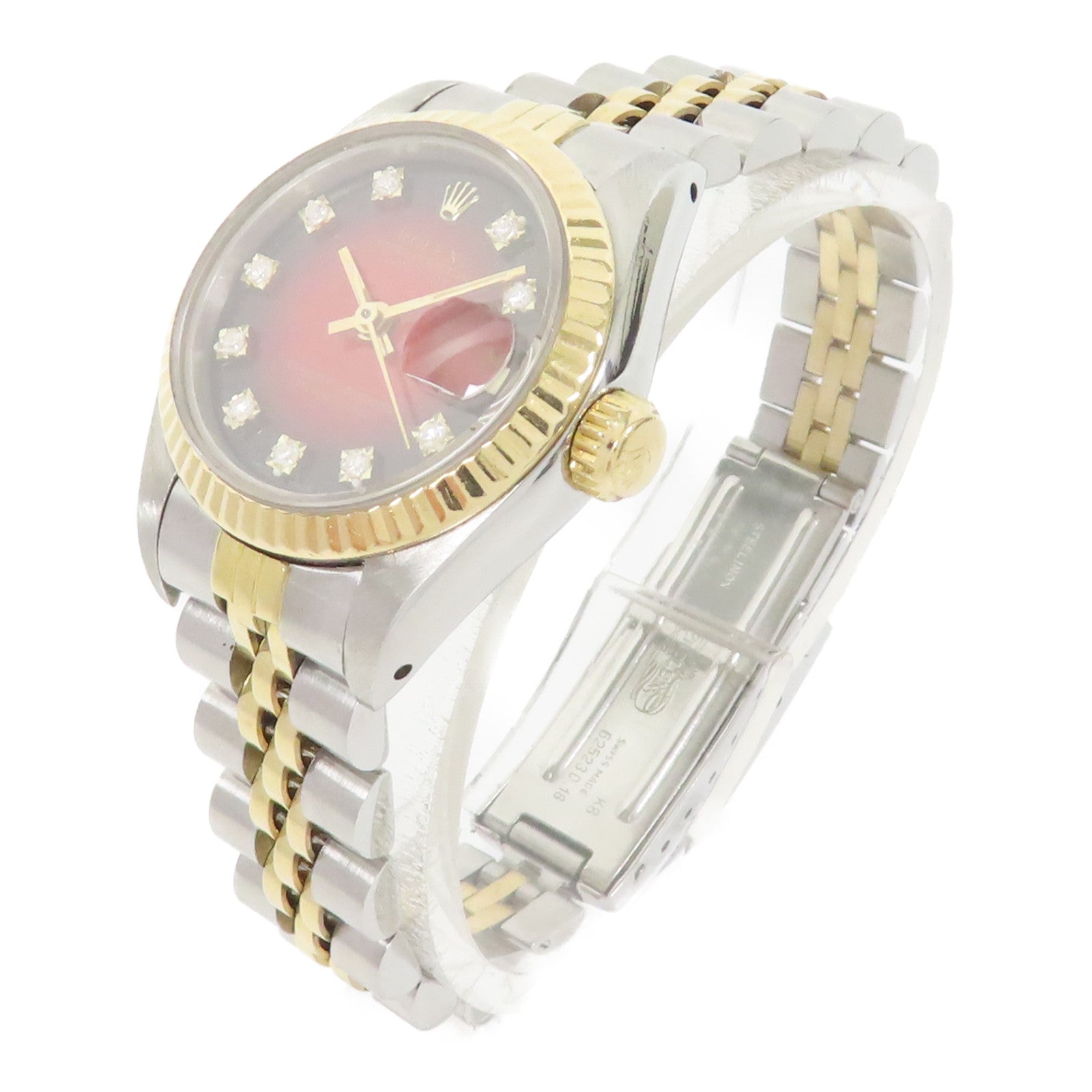 ROLEX Datejust18K金/不鏽鋼手錶自動機芯黑色/紅色