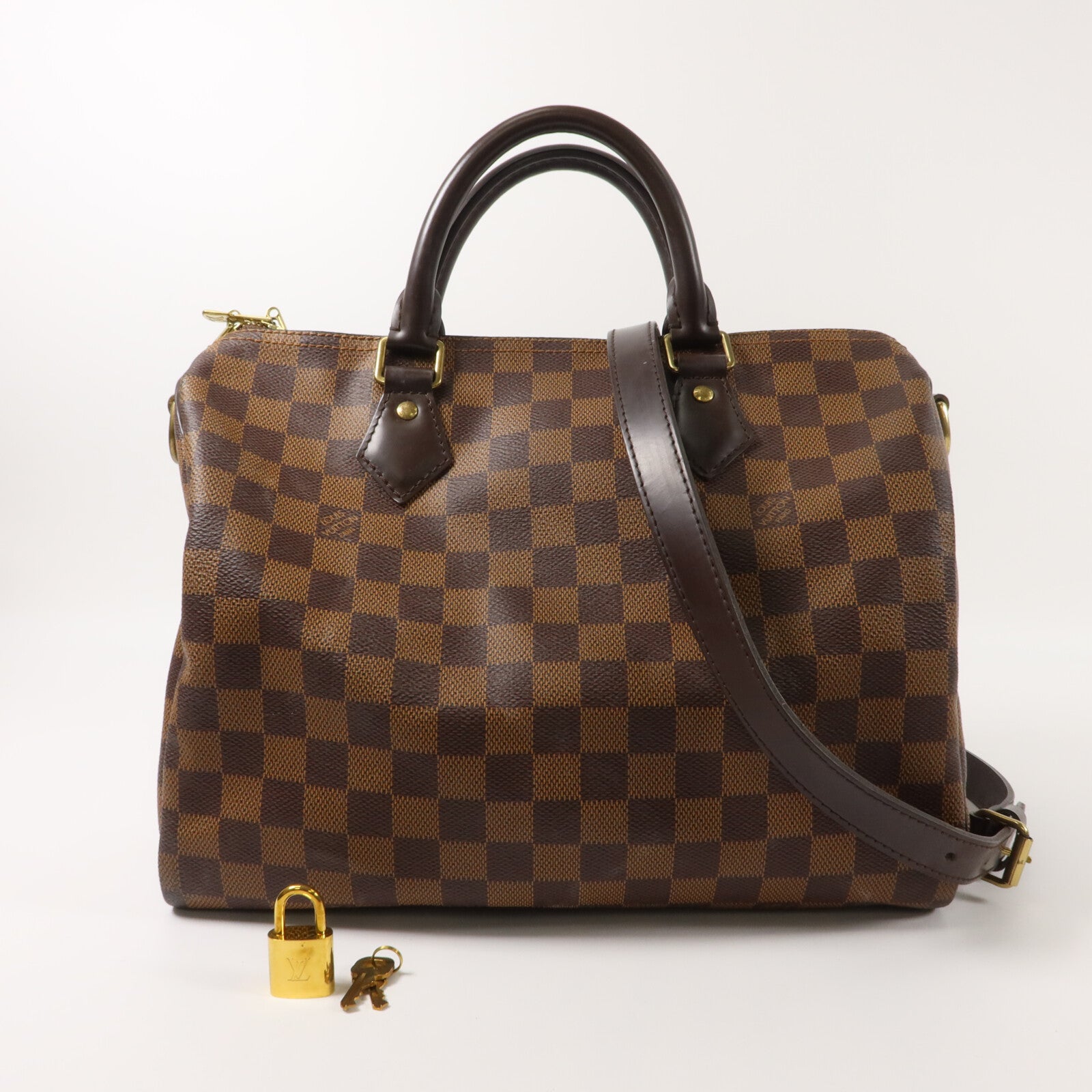 LOUIS VUITTON Damier Speedy Bandouliere 30手挽肩背兩用袋