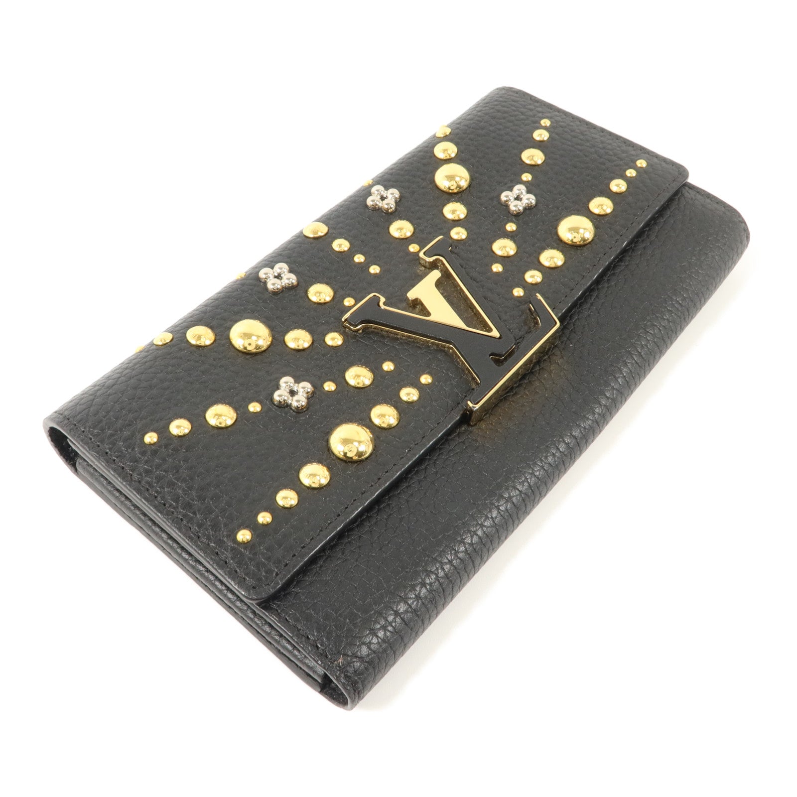 LOUIS VUITTON Taurillon Studded Soi Capucines Wallet長錢包