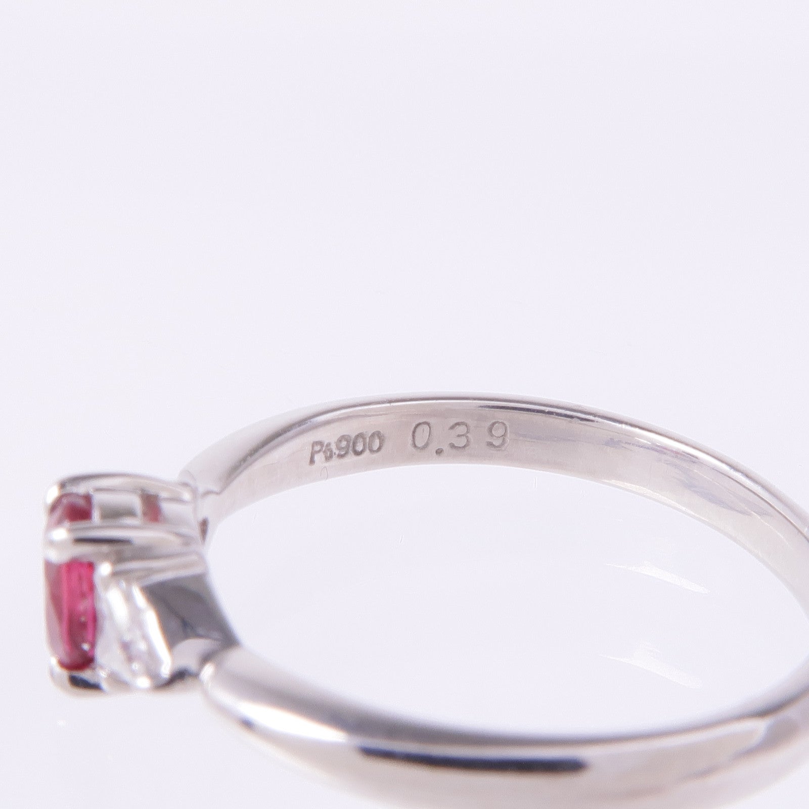JEWELRY 【激減優惠】PT900鉑金Ruby Diamond Ring紅寶石/鑽石戒指YS#5.5