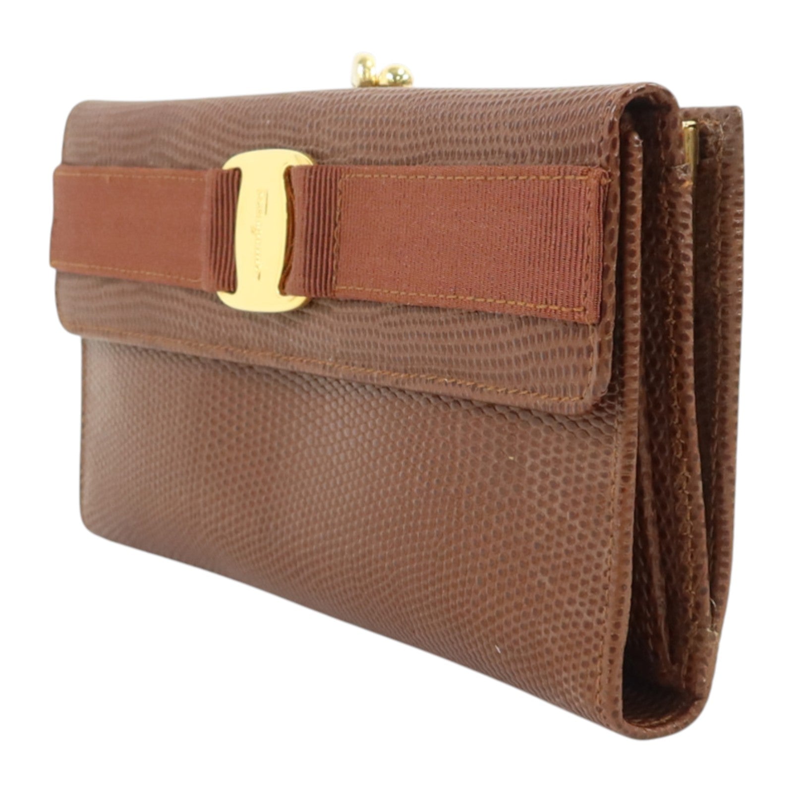 Salvatore Ferragamo 【激減優惠】牛皮皮革Long Wallet金扣長錢包