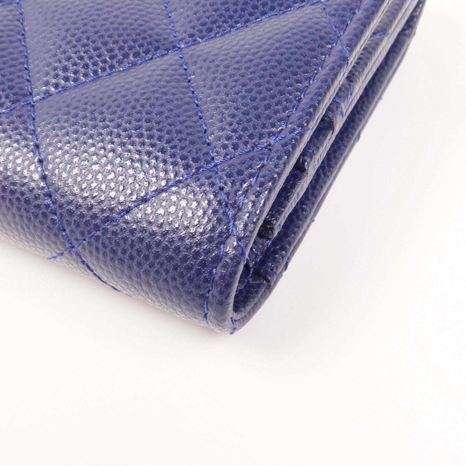 CHANEL CC GHW Wallet Calfskin Leather Navy