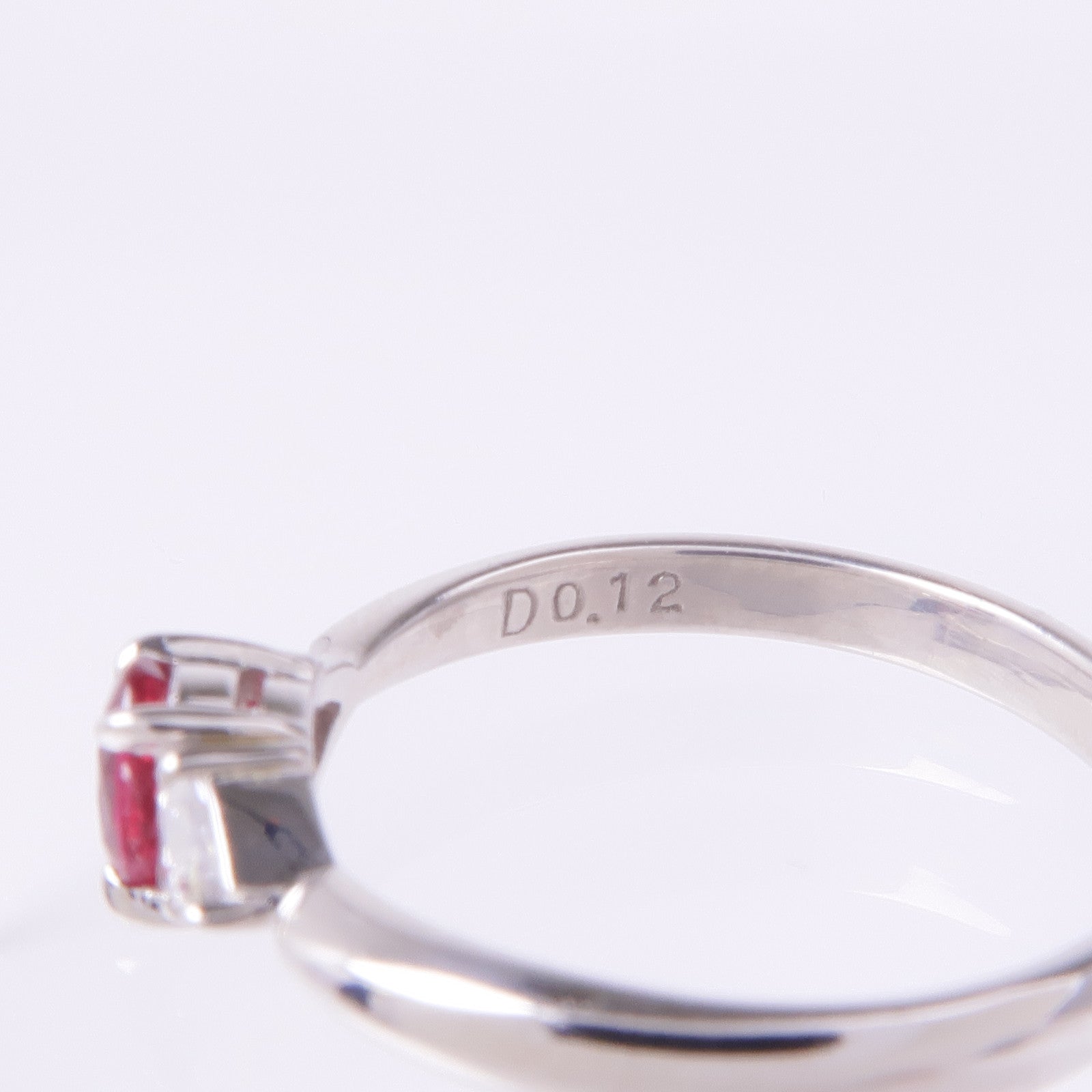JEWELRY 【激減優惠】PT900鉑金Ruby Diamond Ring紅寶石/鑽石戒指YS#5.5