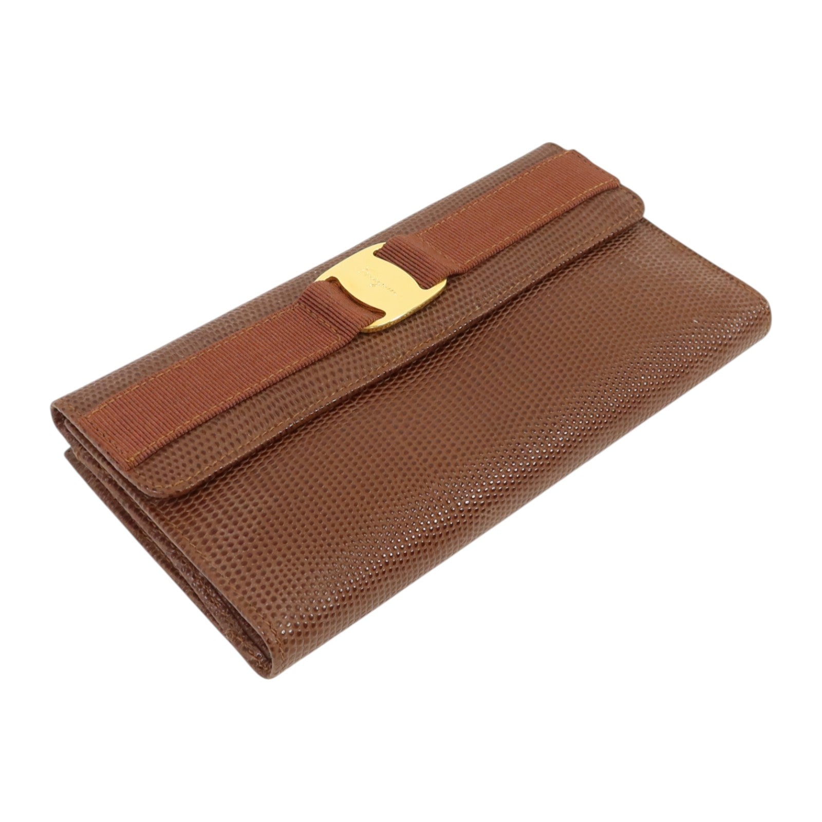 Salvatore Ferragamo 【激減優惠】牛皮皮革Long Wallet金扣長錢包